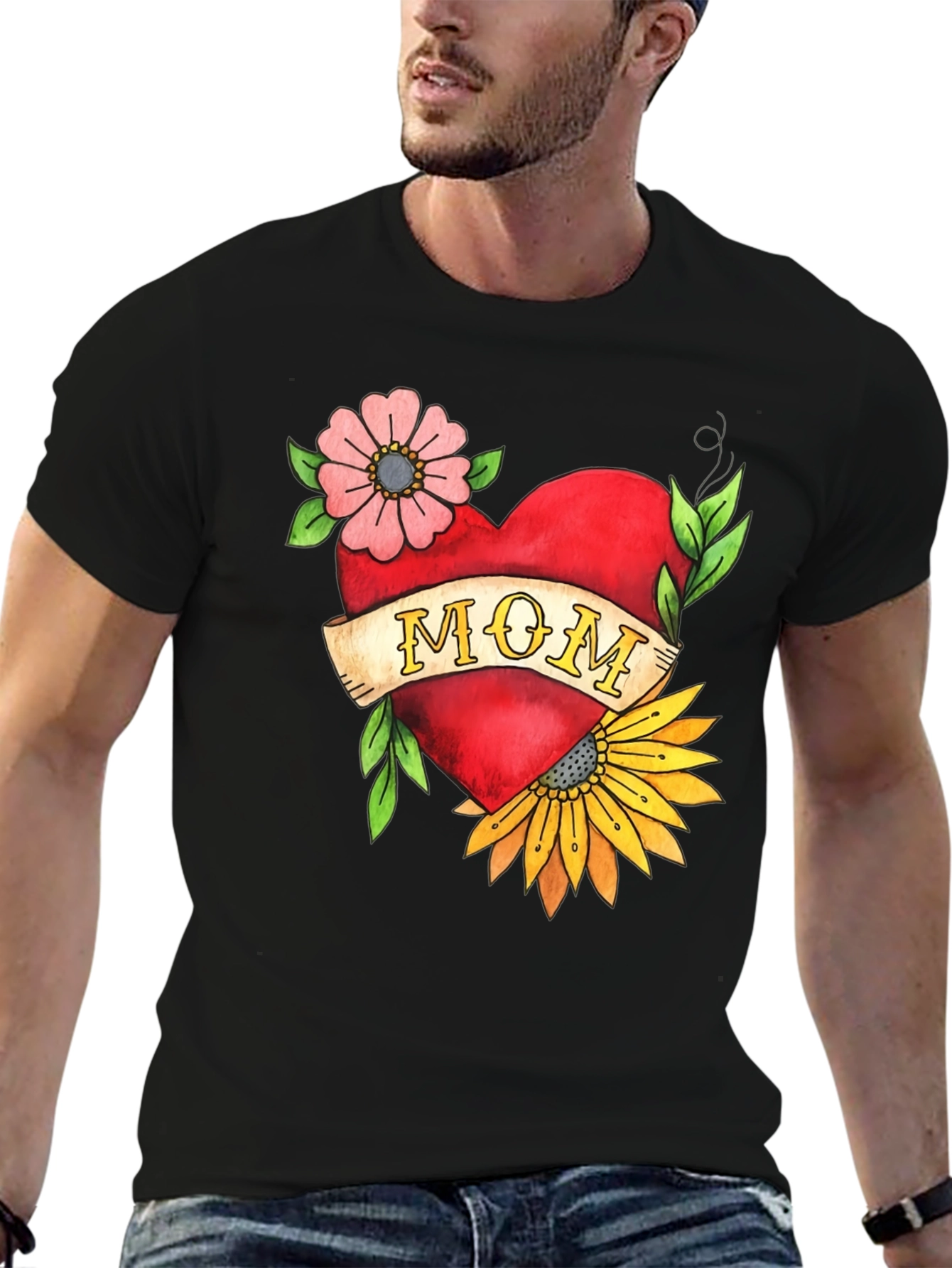 Mom Heart Tattoo Graphic T-Shirt