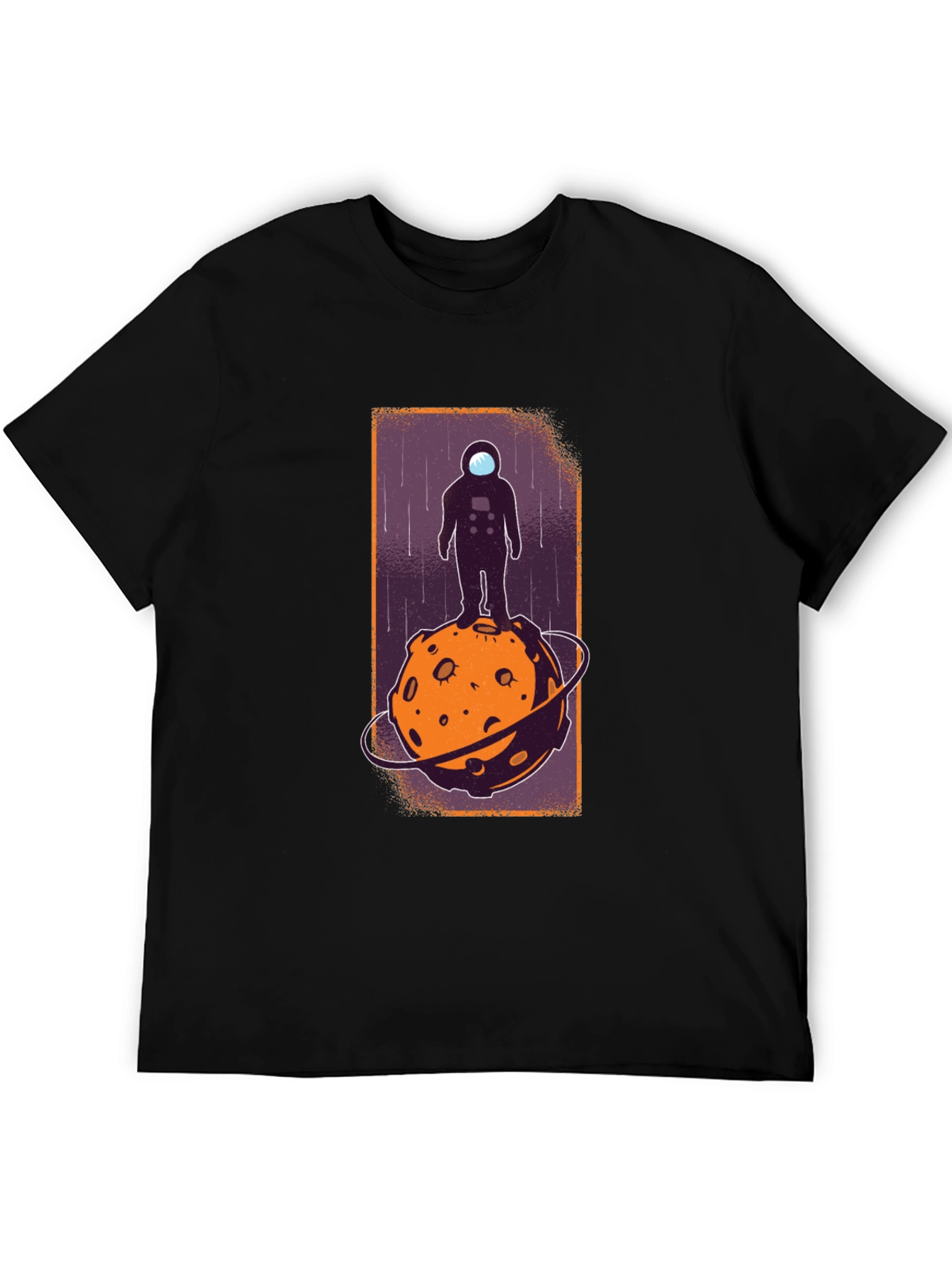 Astronaut on Moon Graphic Tee - Black Cotton