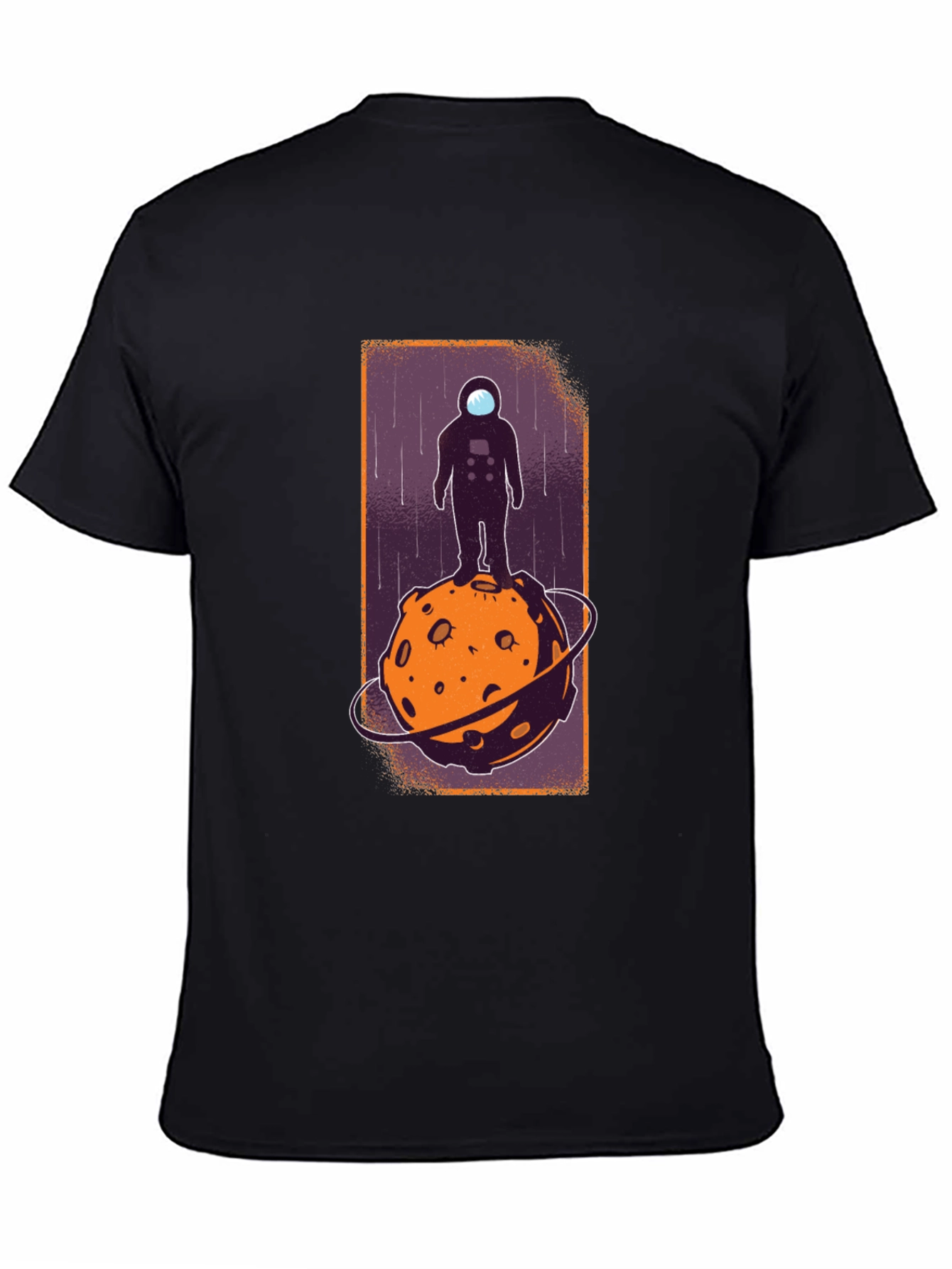 Astronaut on Moon Graphic Tee - Black Cotton