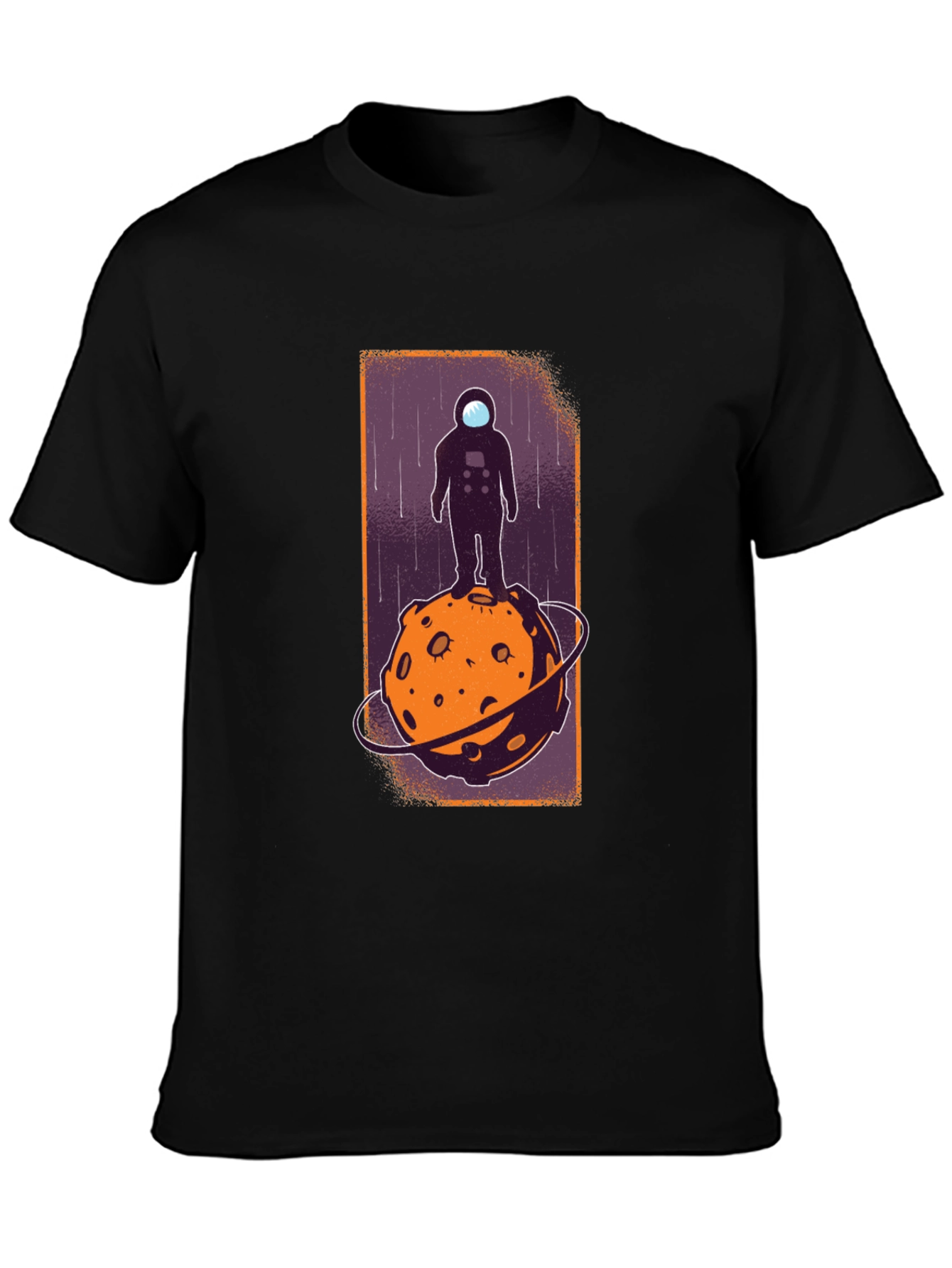 Astronaut on Moon Graphic Tee - Black Cotton