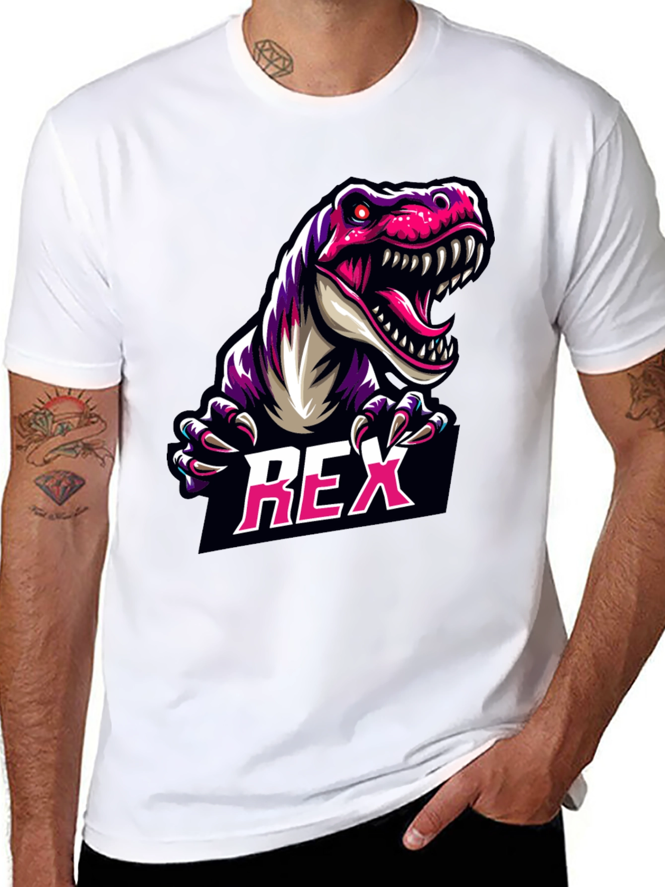 REX Dinosaur Graphic Tee - Cool Black T-Shirt