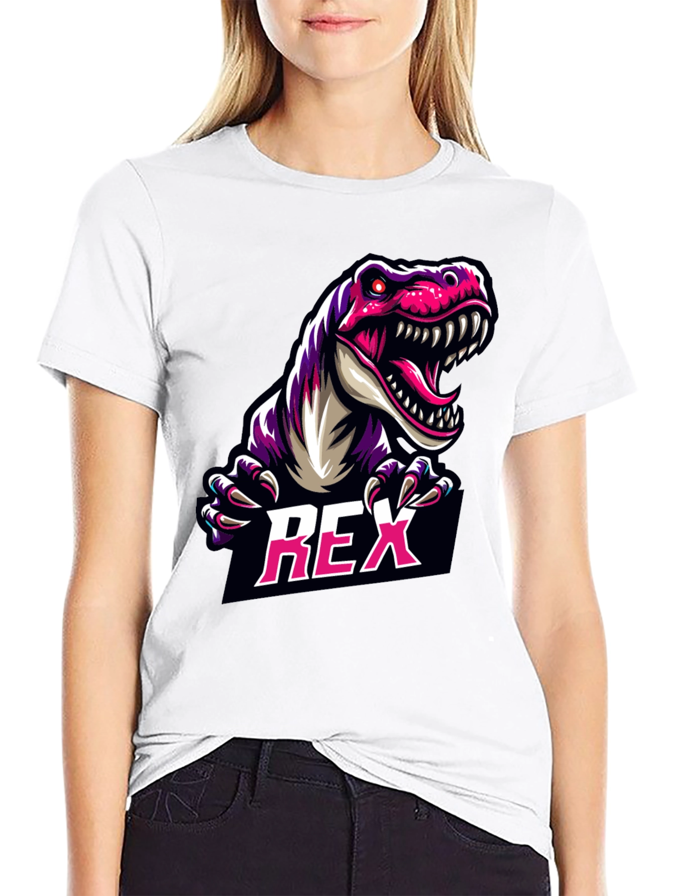REX Dinosaur Graphic Tee - Cool Black T-Shirt