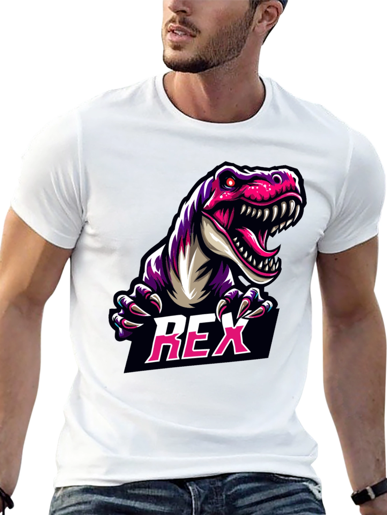REX Dinosaur Graphic Tee - Cool Black T-Shirt