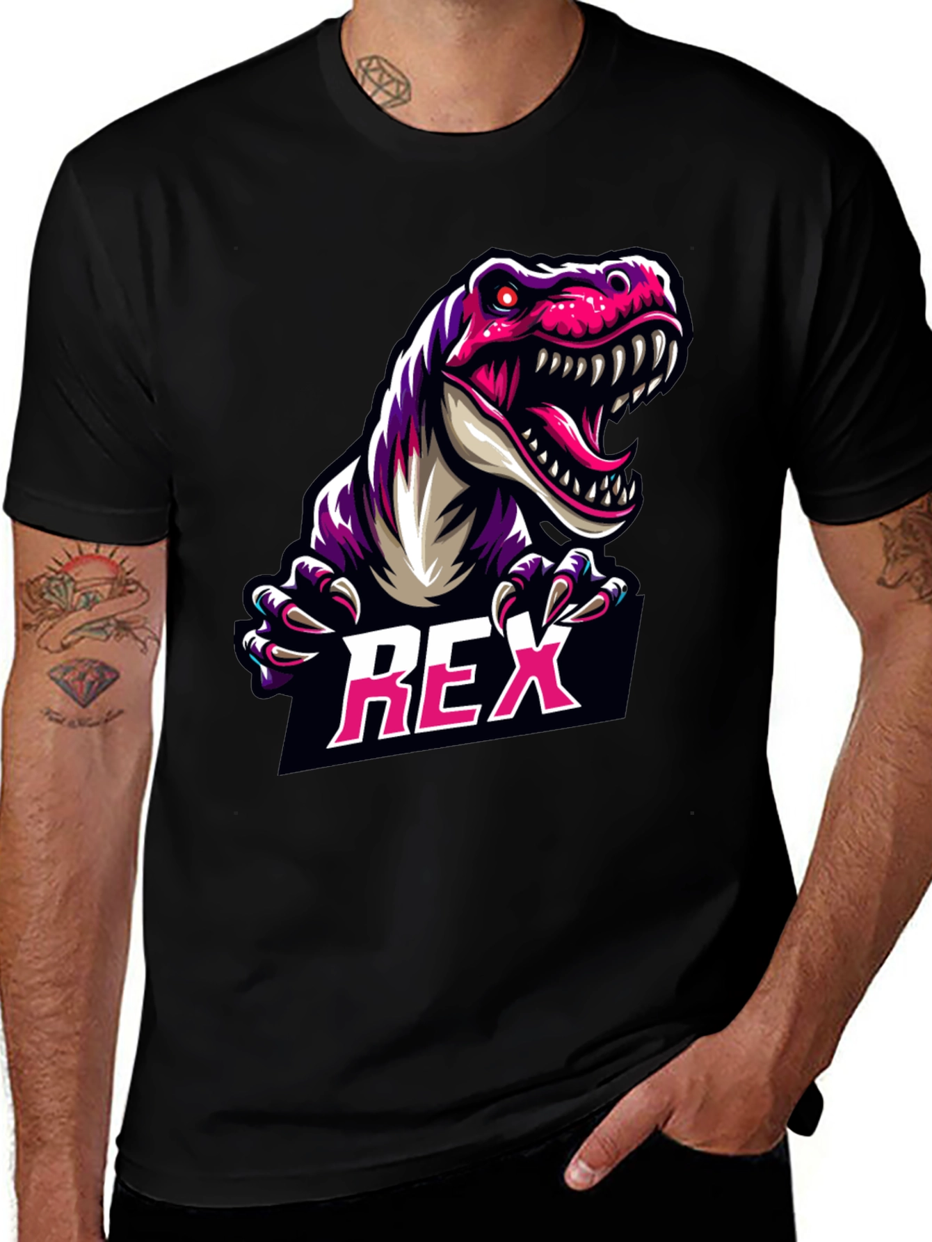 REX Dinosaur Graphic Tee - Cool Black T-Shirt