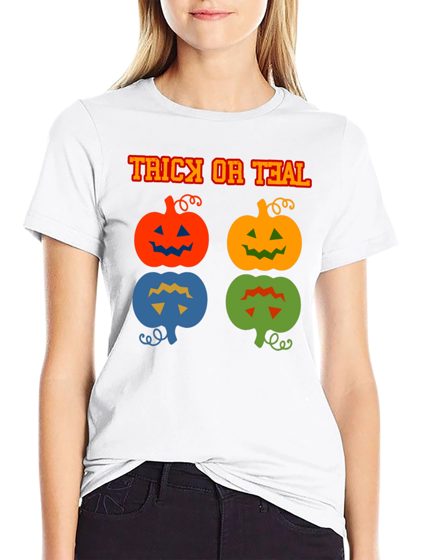 Trick or Teal T-Shirt Halloween Pumpkins