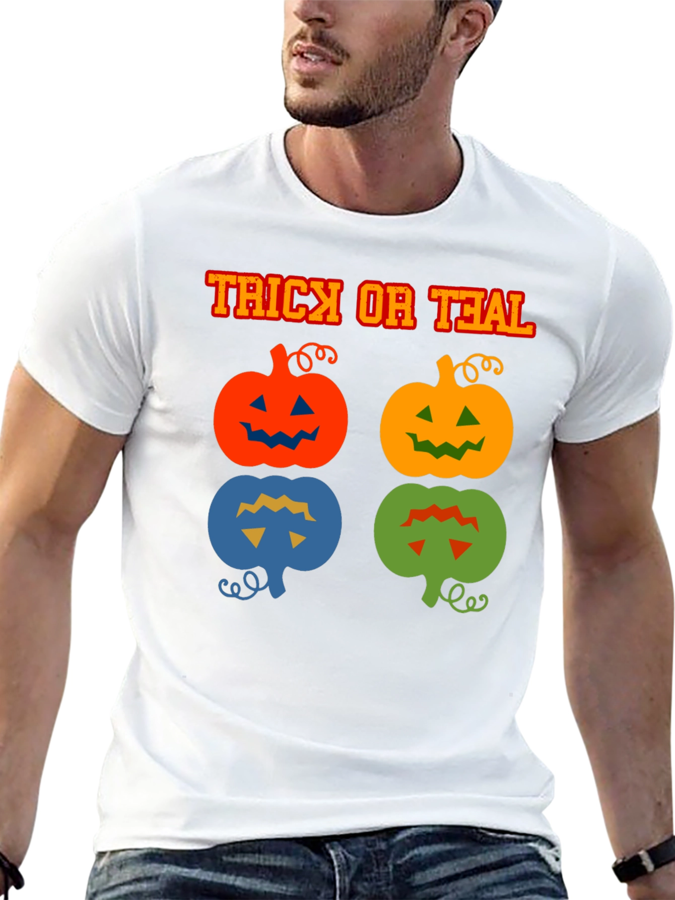 Trick or Teal T-Shirt Halloween Pumpkins