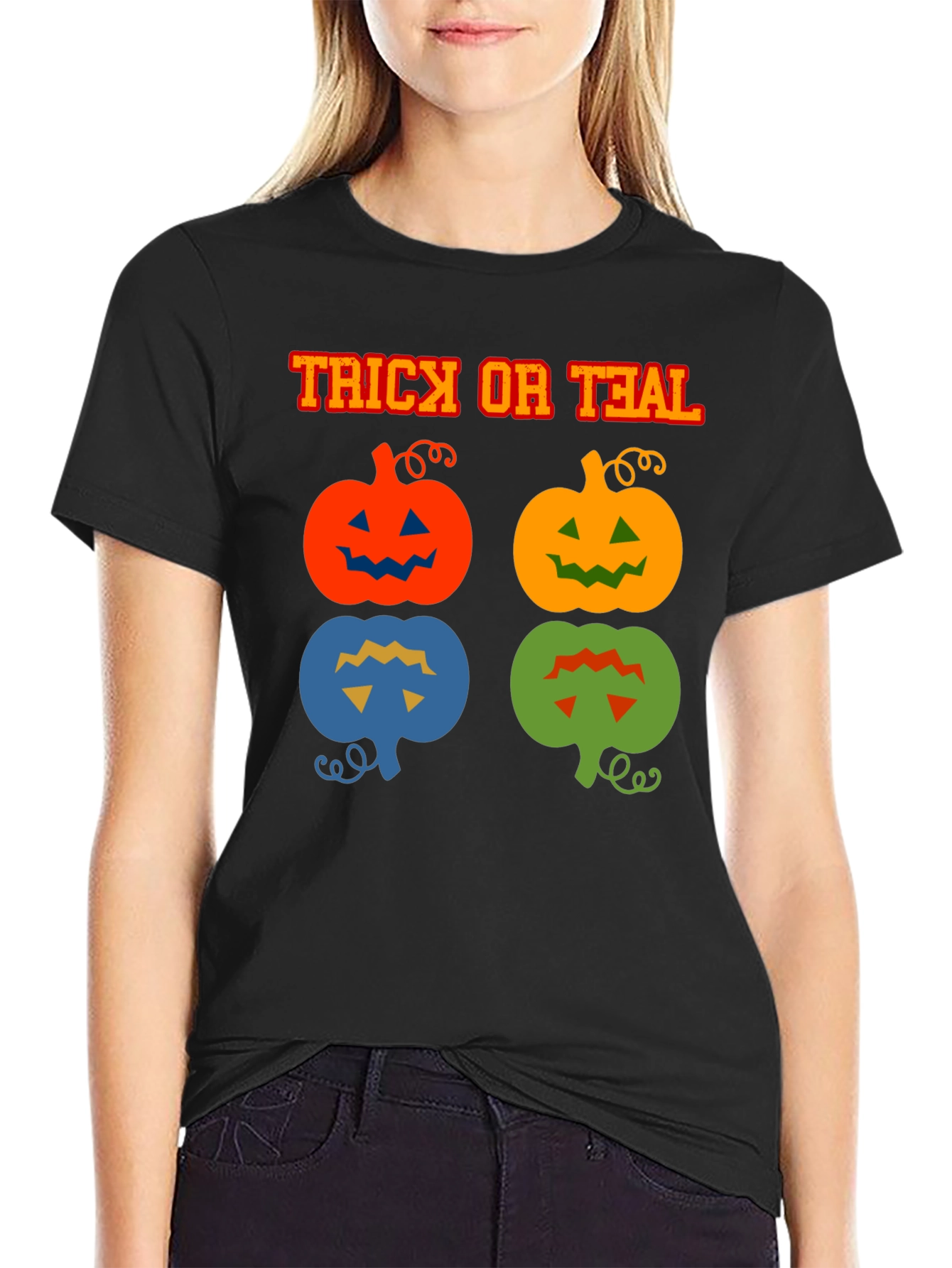 Trick or Teal T-Shirt Halloween Pumpkins