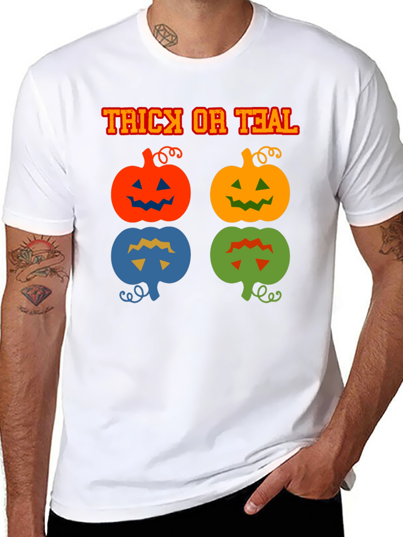 Trick or Teal T-Shirt Halloween Pumpkins
