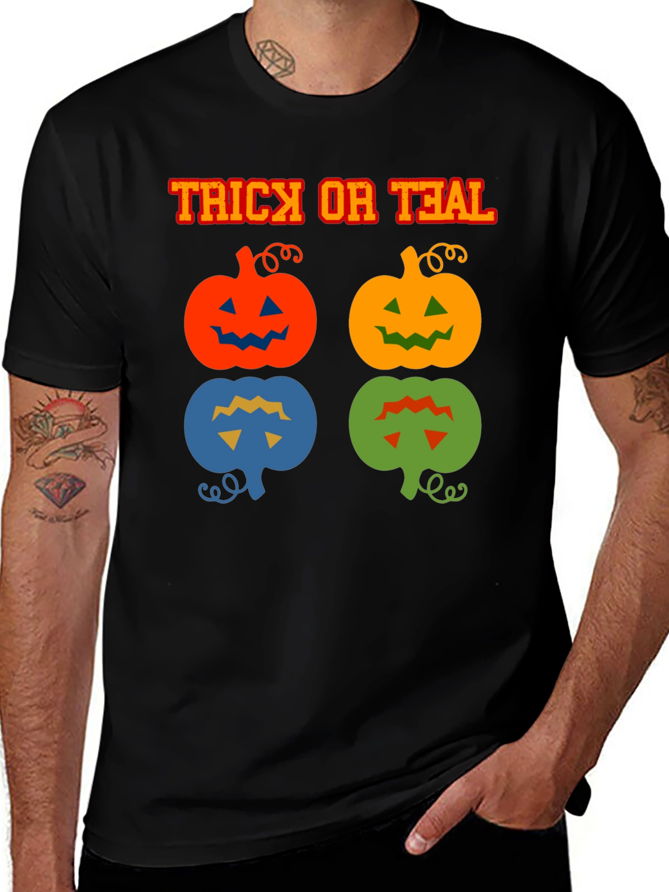 Trick or Teal T-Shirt Halloween Pumpkins