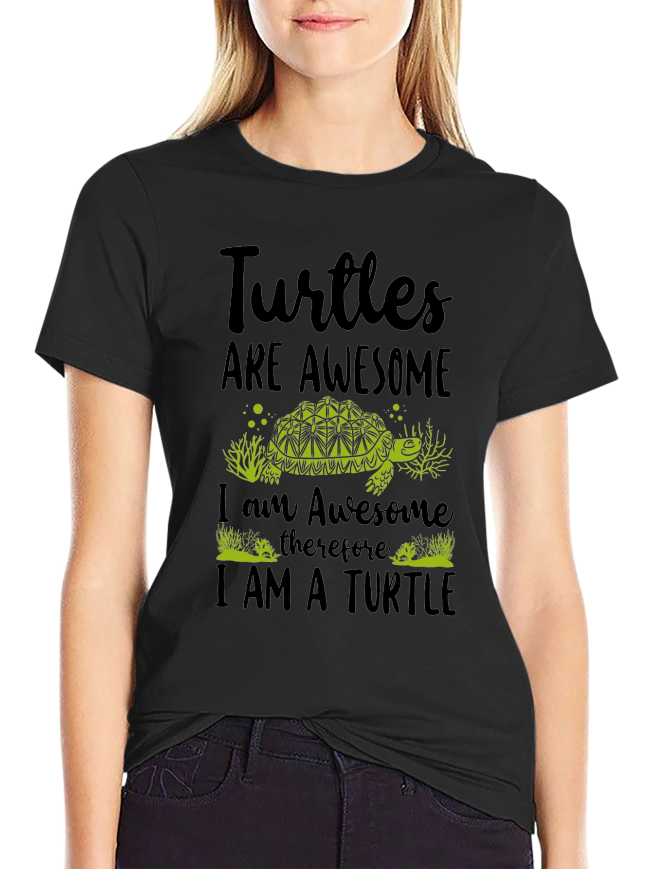 Awesome Turtle Graphic Tee - Black T-Shirt