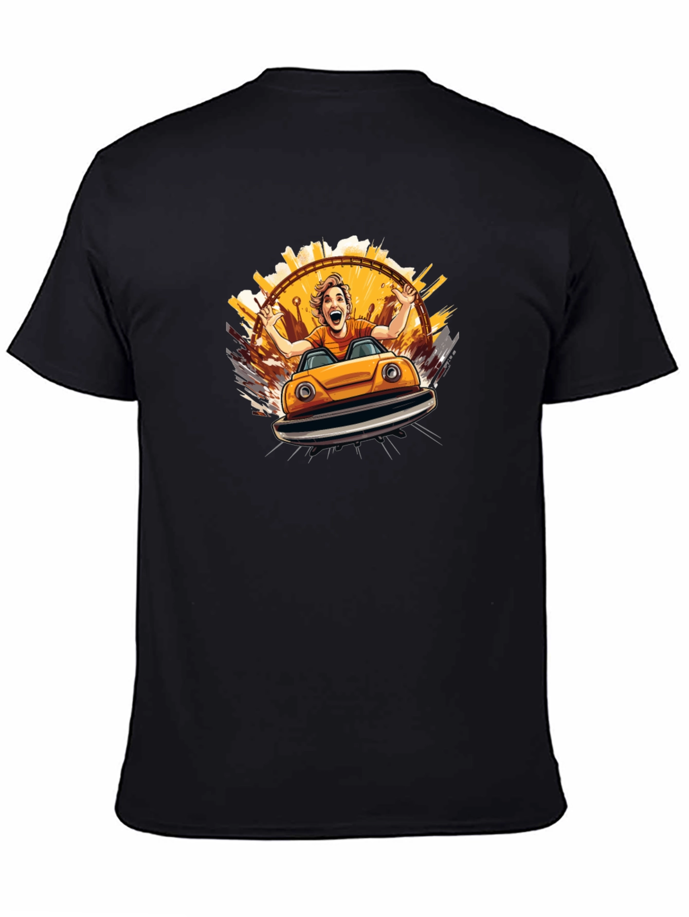 Bumper Car Fun Graphic Tee - Black Cotton T-Shirt