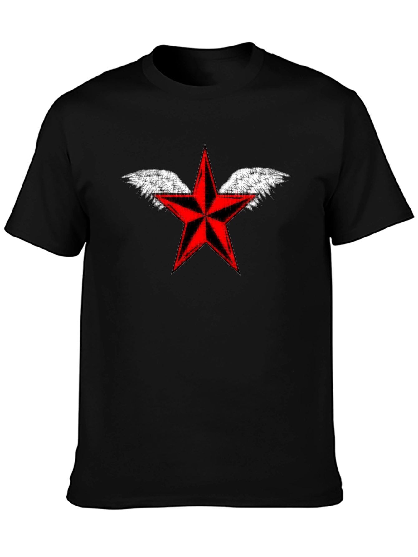 Winged Red Star Black T-Shirt