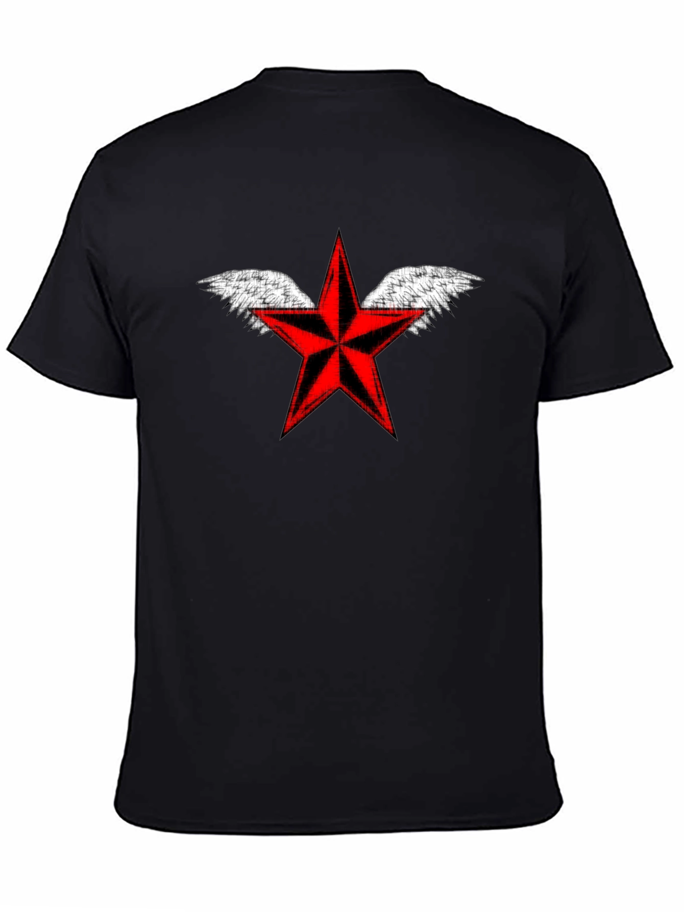 Winged Red Star Black T-Shirt