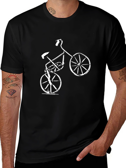 Mens Black T-Shirt with Bike Graphic