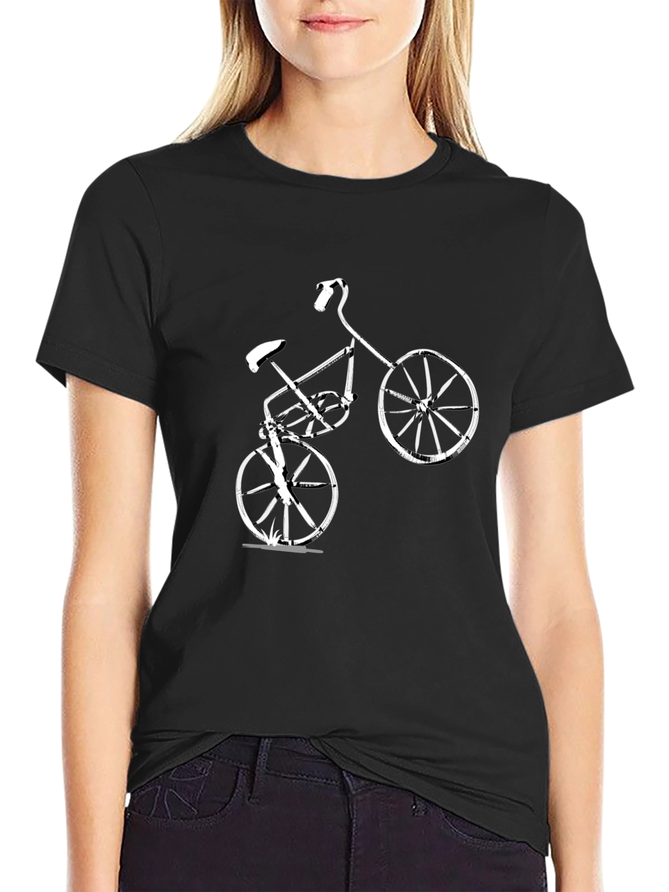 Mens Black T-Shirt with Bike Graphic