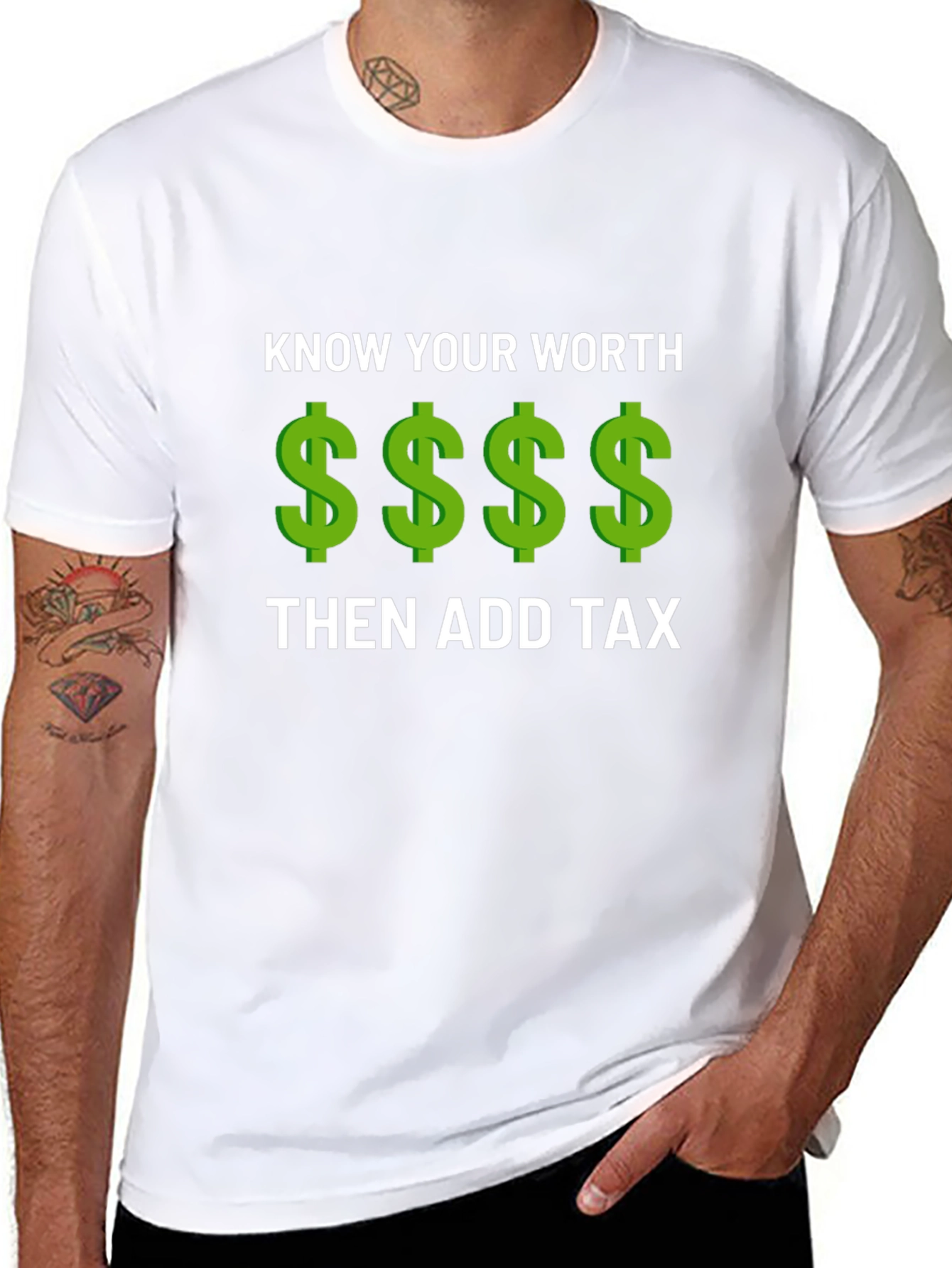Know Your Worth Add Tax Graphic Tee