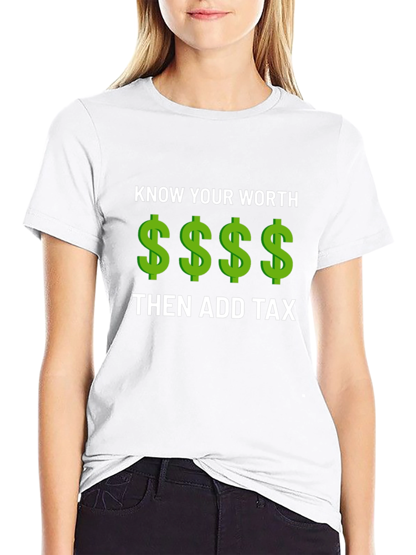 Know Your Worth Add Tax Graphic Tee
