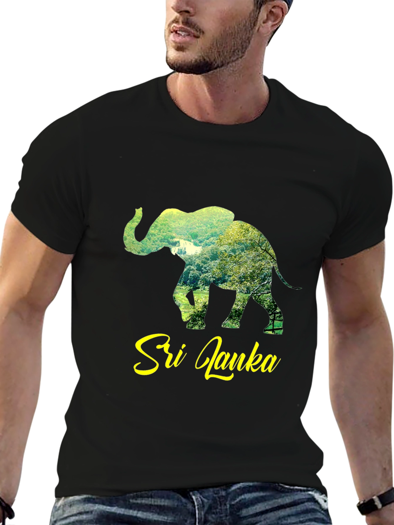 Sri Lanka Elephant Graphic Tee - Unisex Black T-Shirt