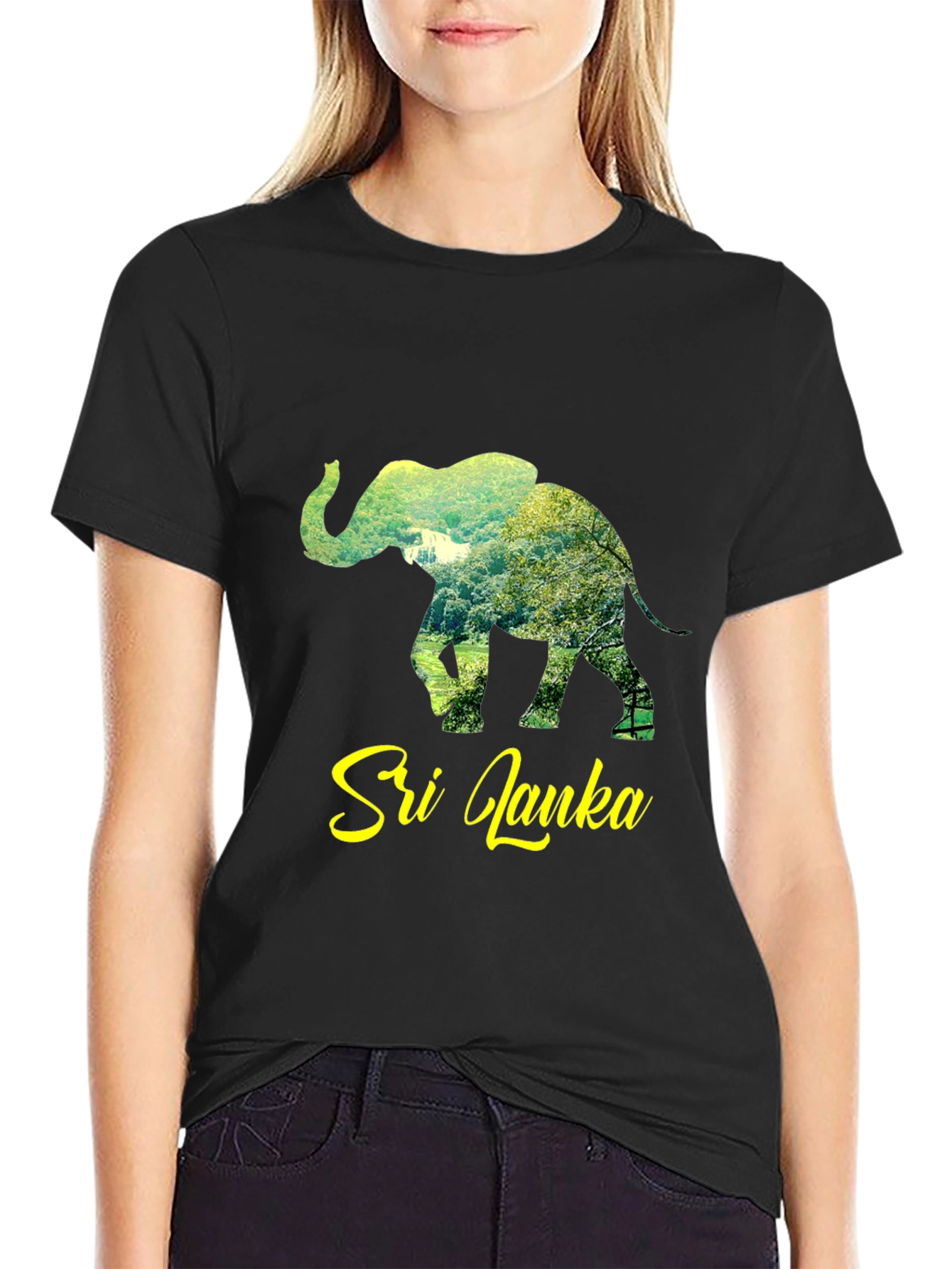 Sri Lanka Elephant Graphic Tee - Unisex Black T-Shirt