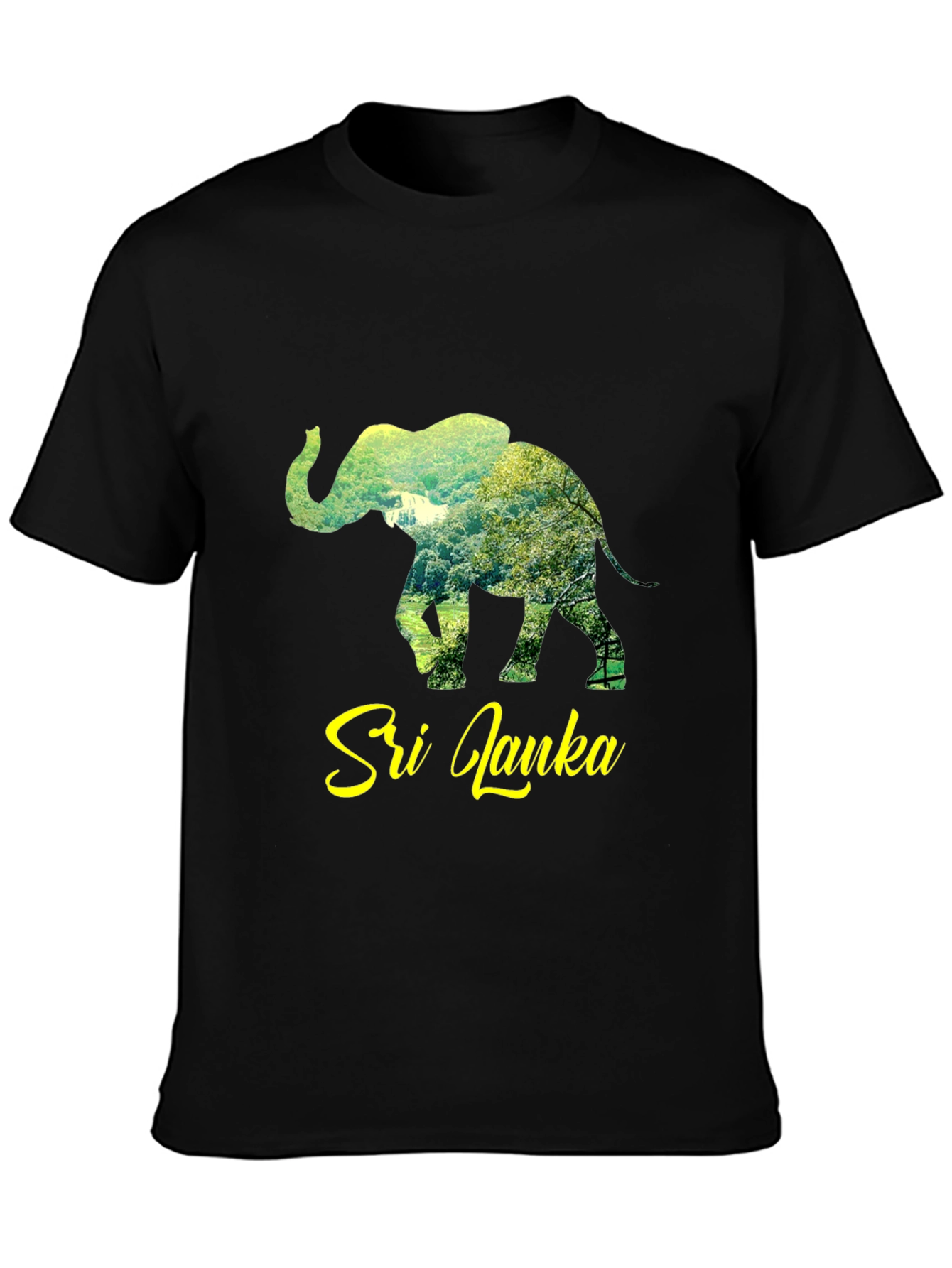 Sri Lanka Elephant Graphic Tee - Unisex Black T-Shirt