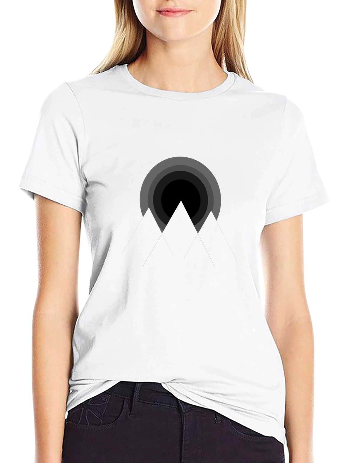 Geometric Mountain Design Black T-Shirt