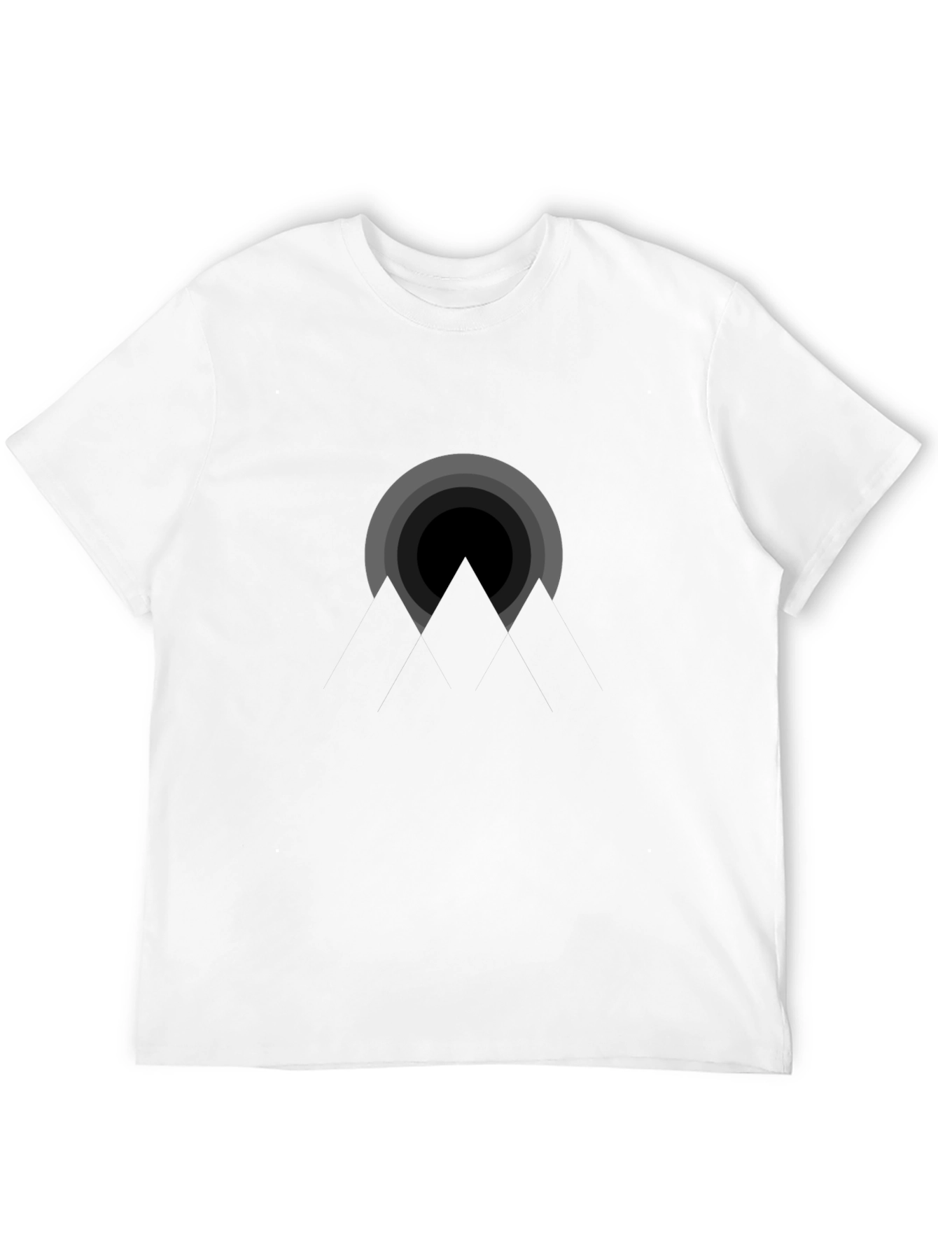 Geometric Mountain Design Black T-Shirt