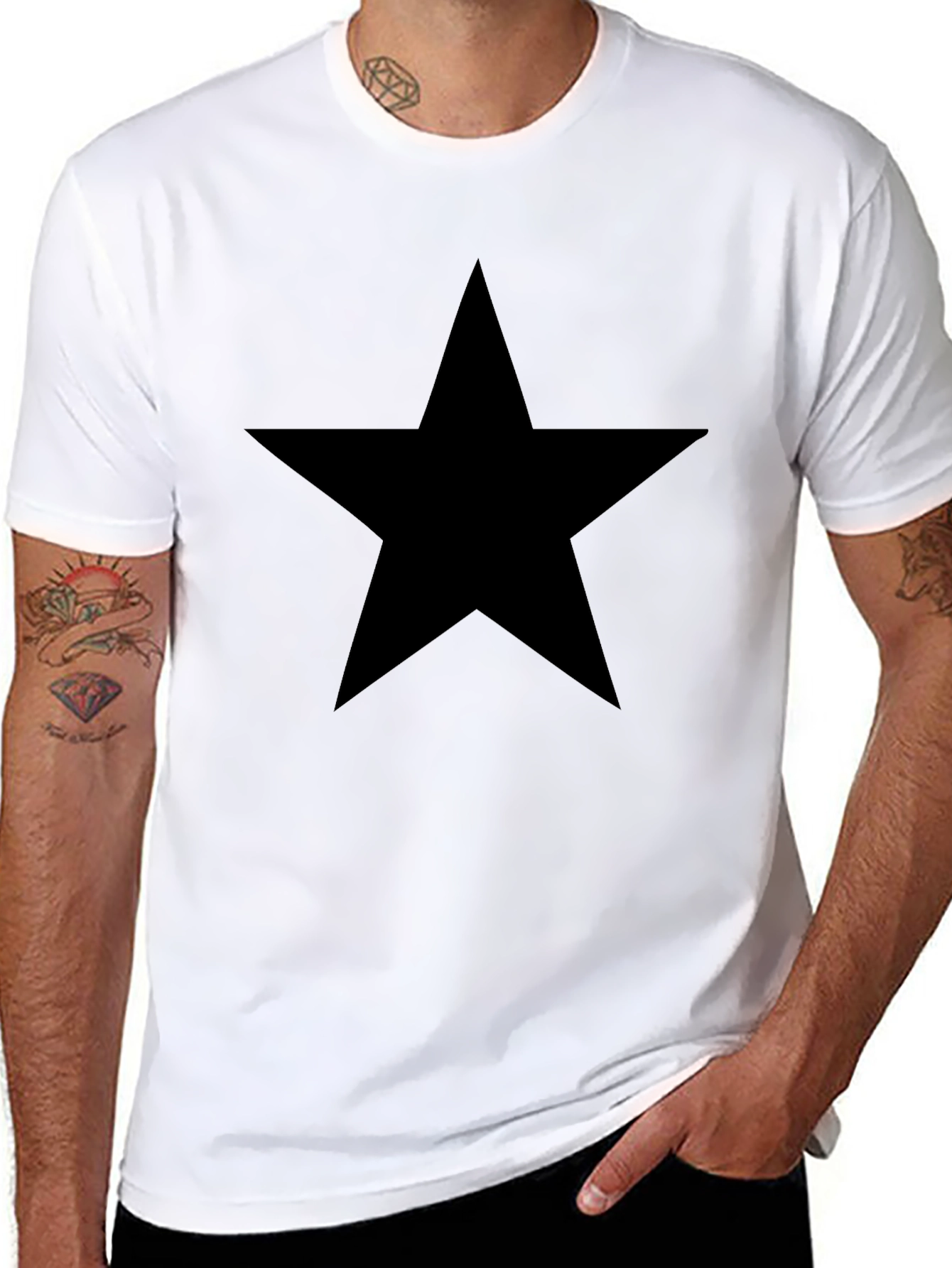 Bold Star Graphic Tee - Classic Black Cotton T-Shirt