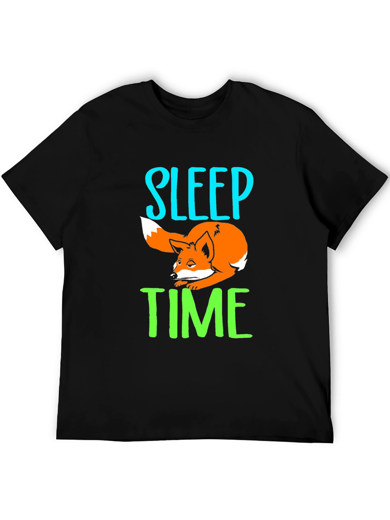 Sleep Time Fox Graphic T-Shirt - Black