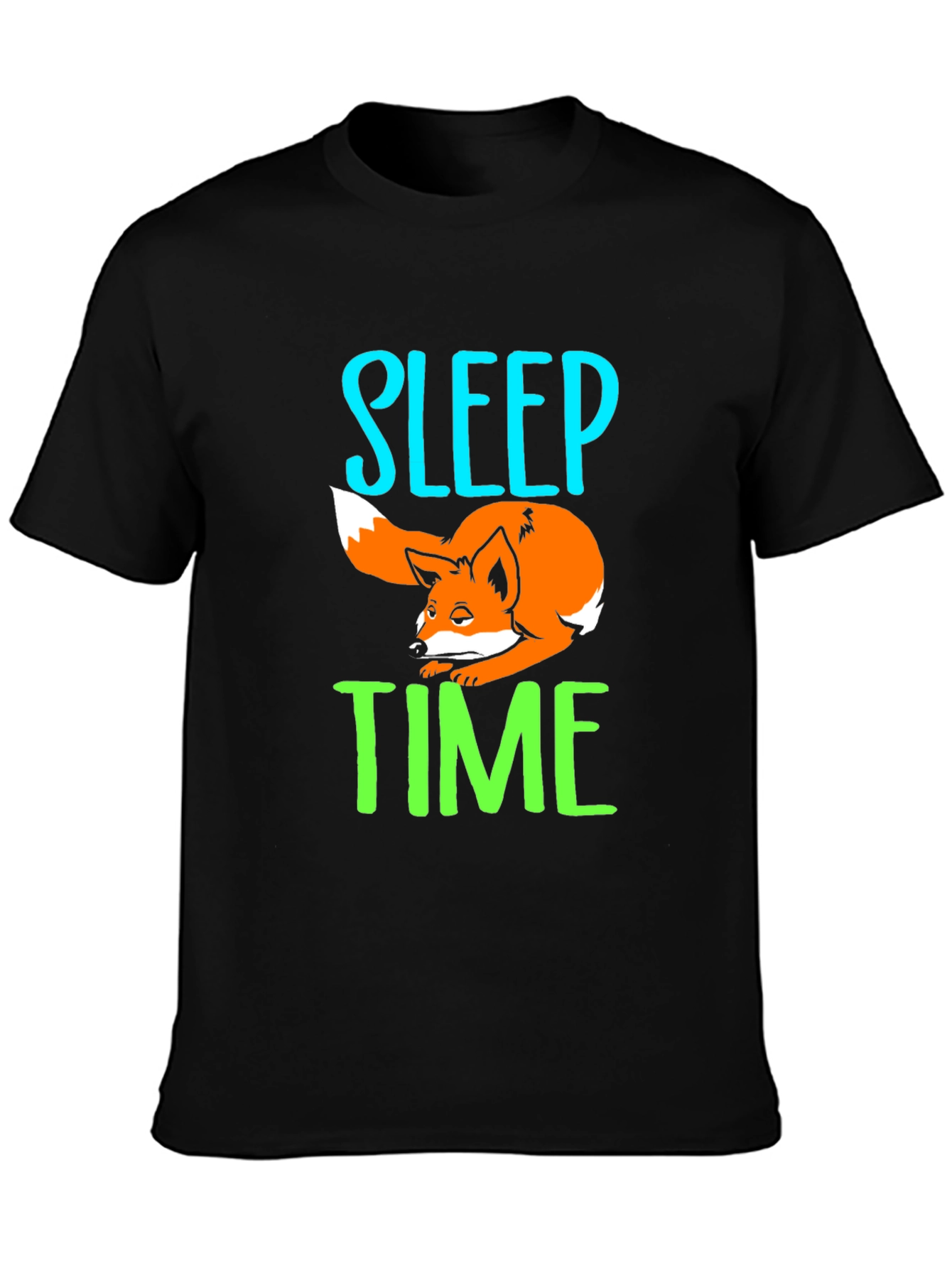 Sleep Time Fox Graphic T-Shirt - Black