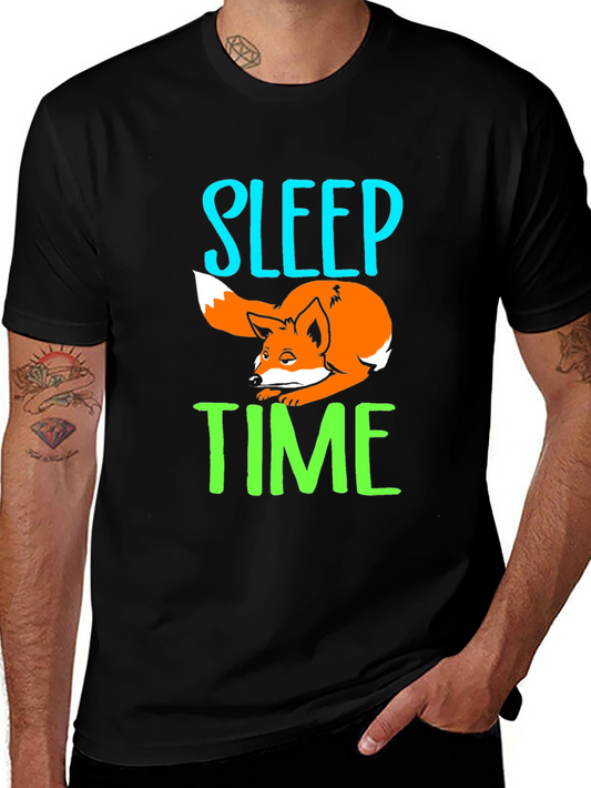 Sleep Time Fox Graphic T-Shirt - Black