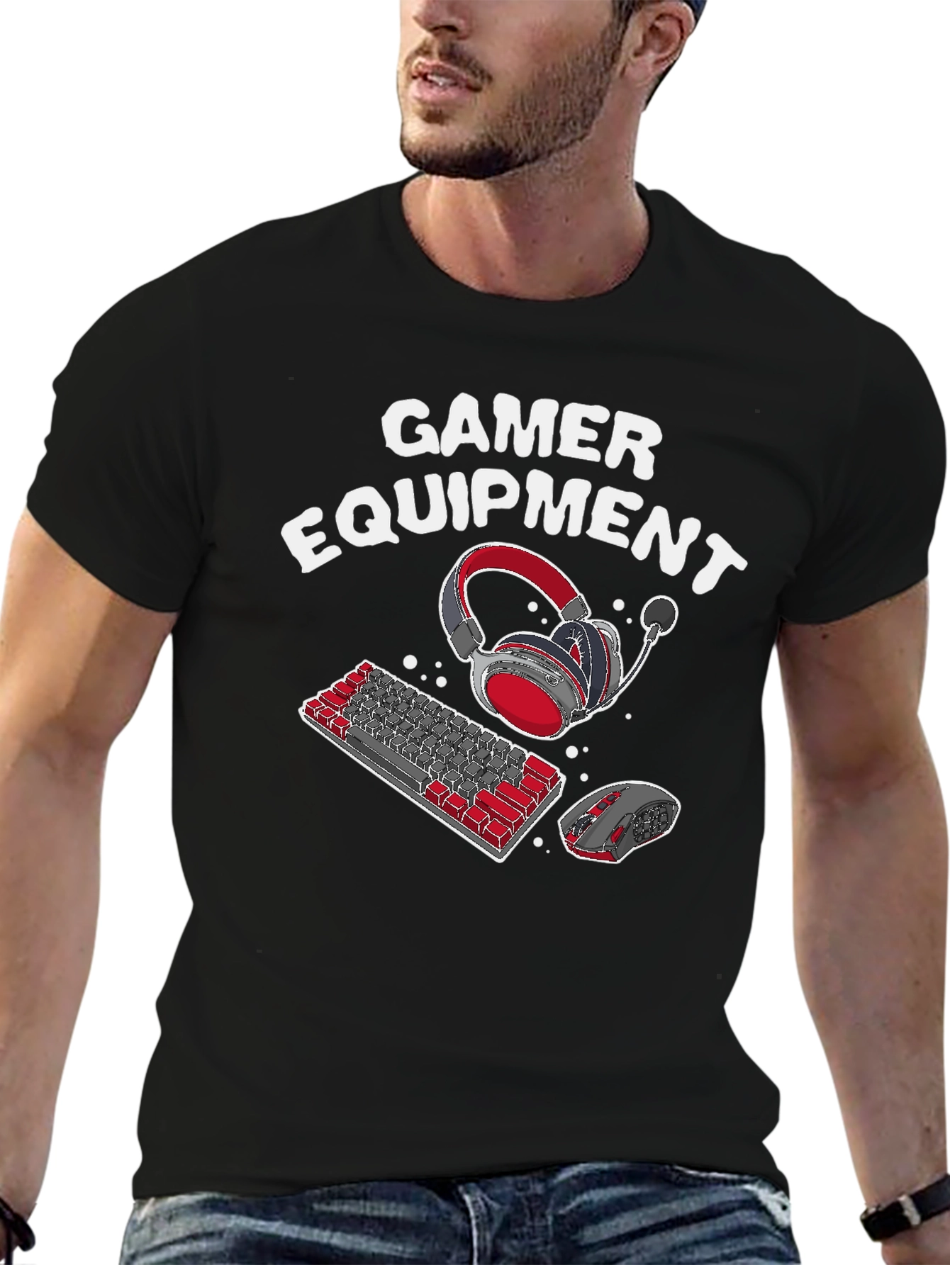 Gamer Equipment Graphic Tee - Black Cotton Blend