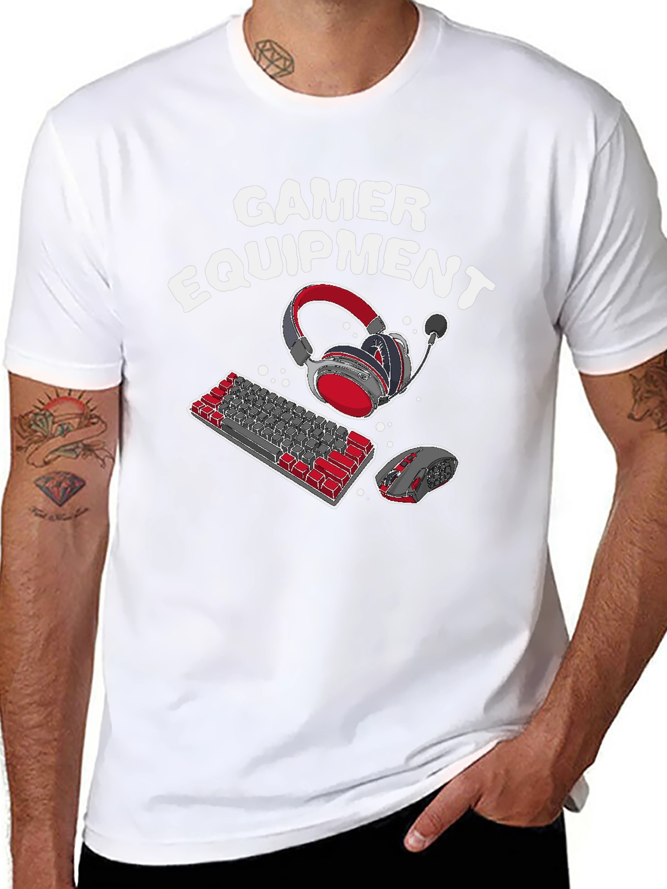 Gamer Equipment Graphic Tee - Black Cotton Blend
