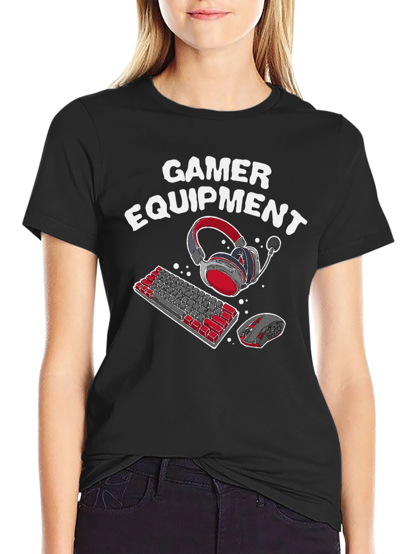 Gamer Equipment Graphic Tee - Black Cotton Blend