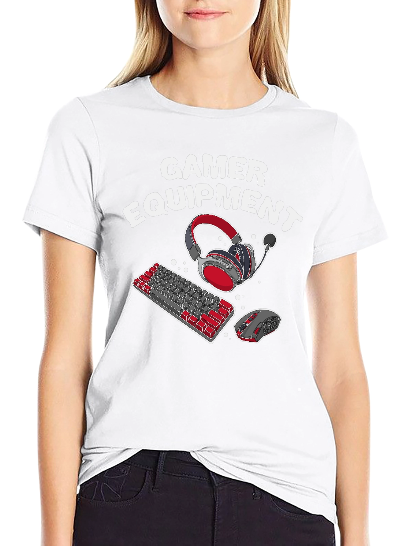 Gamer Equipment Graphic Tee - Black Cotton Blend
