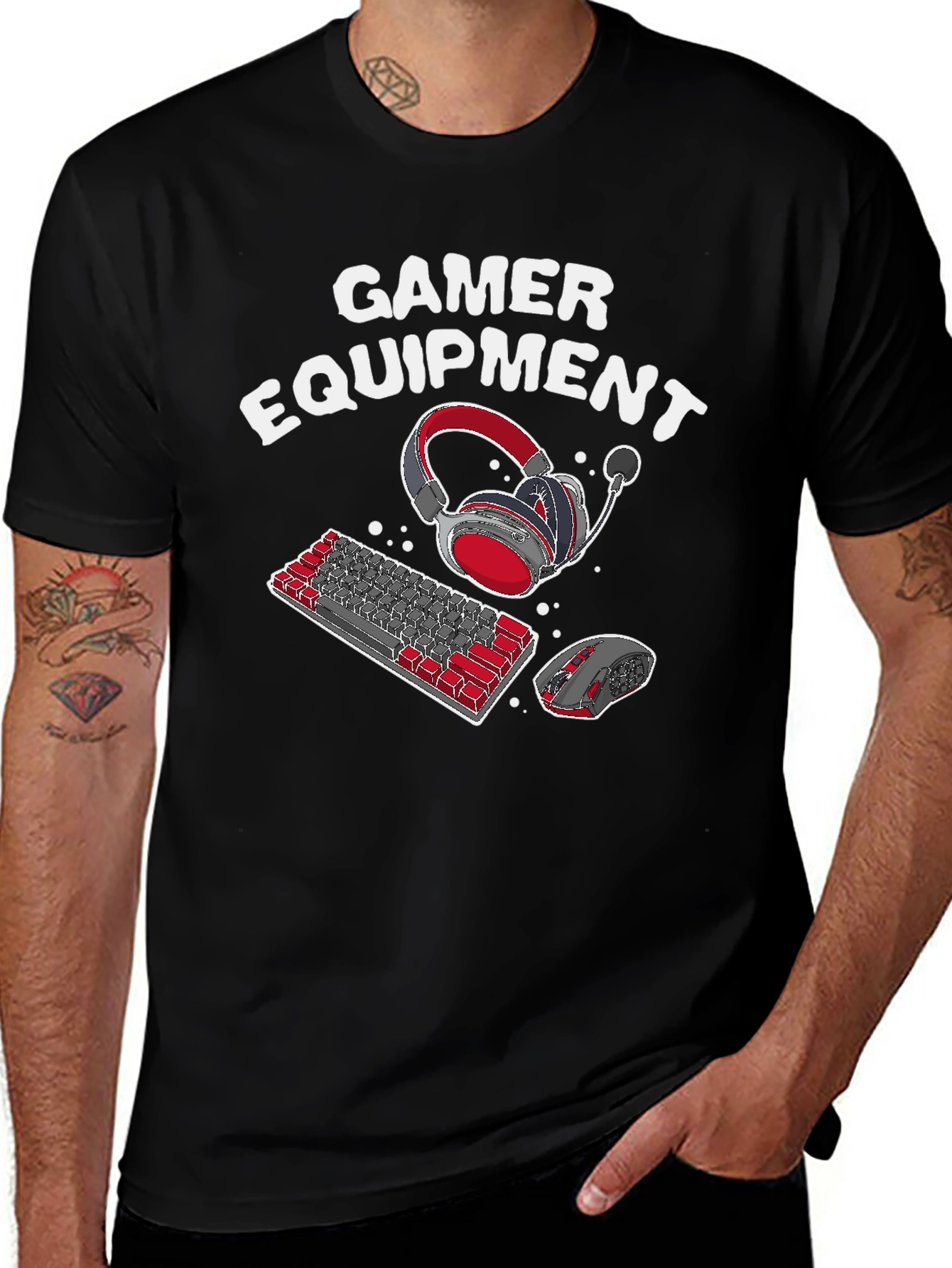 Gamer Equipment Graphic Tee - Black Cotton Blend