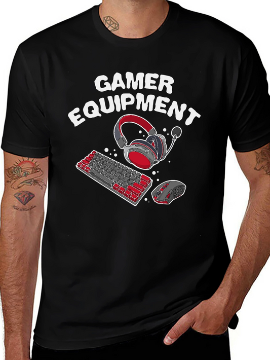 Gamer Equipment Graphic Tee - Black Cotton Blend