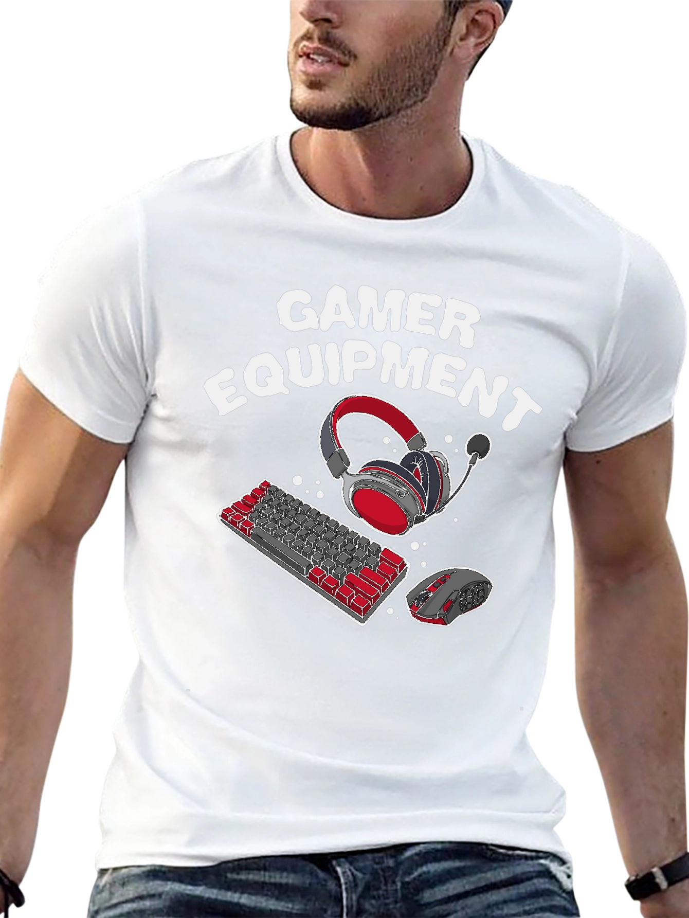 Gamer Equipment Graphic Tee - Black Cotton Blend