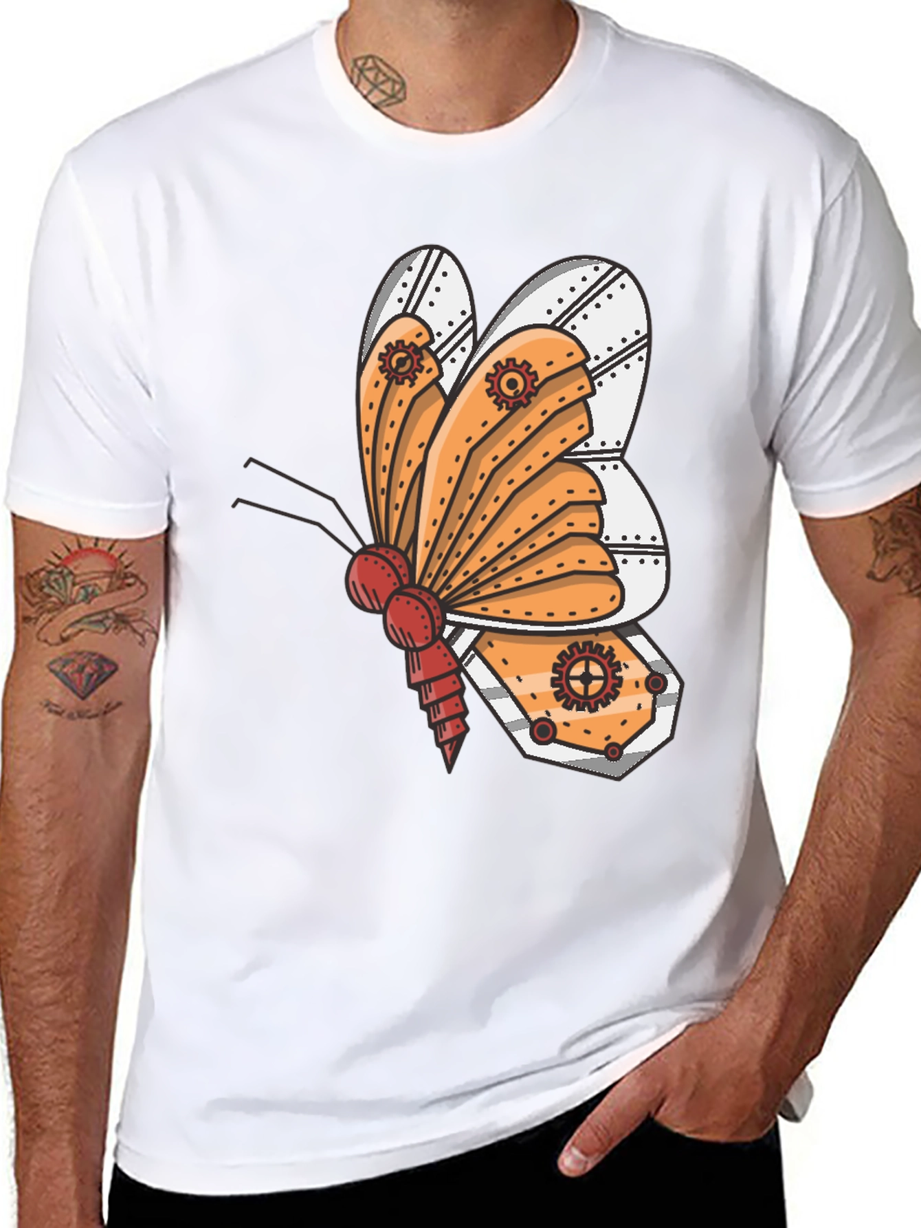 Steampunk Butterfly Graphic Tee - Unique Design!
