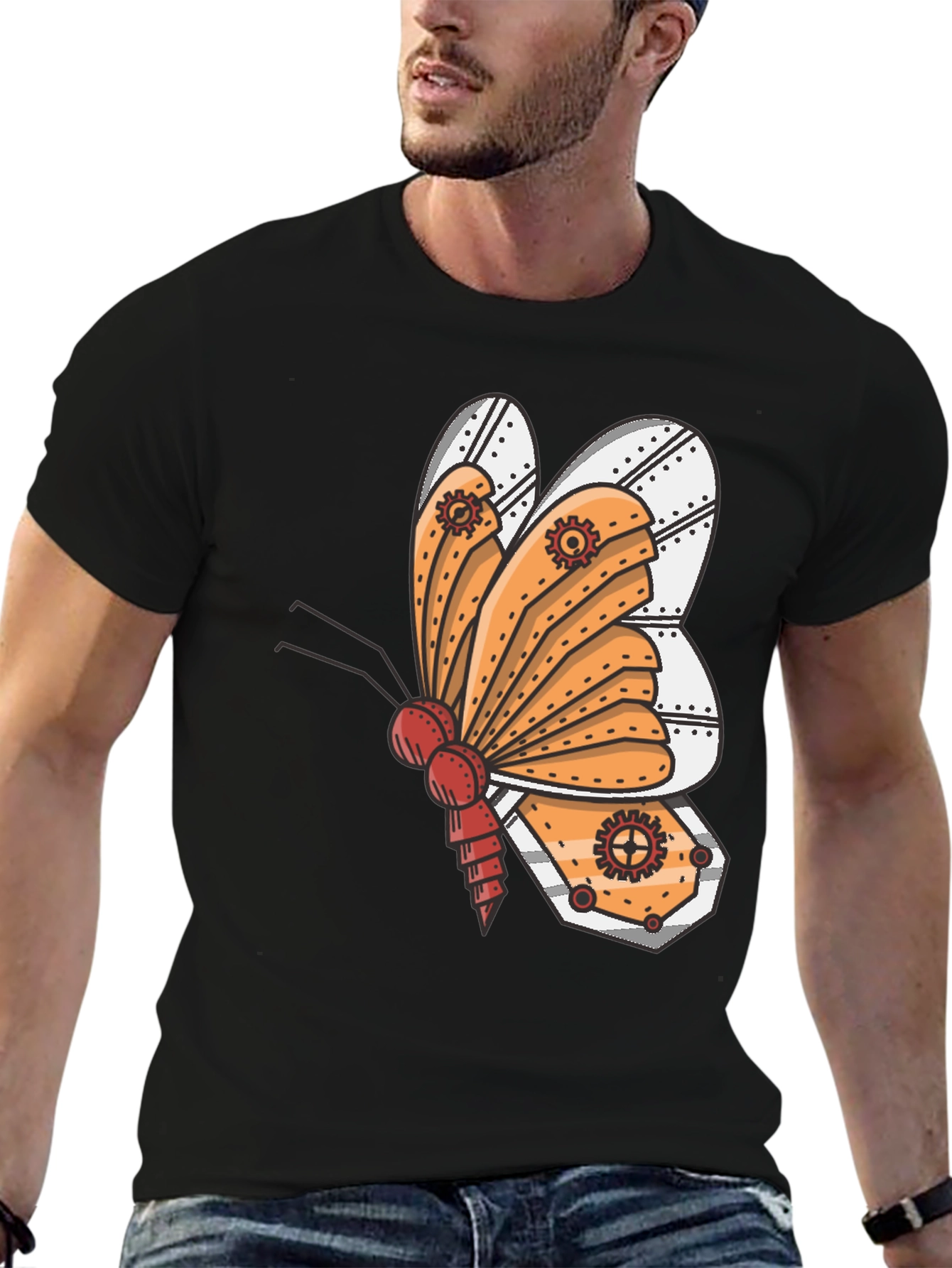 Steampunk Butterfly Graphic Tee - Unique Design!