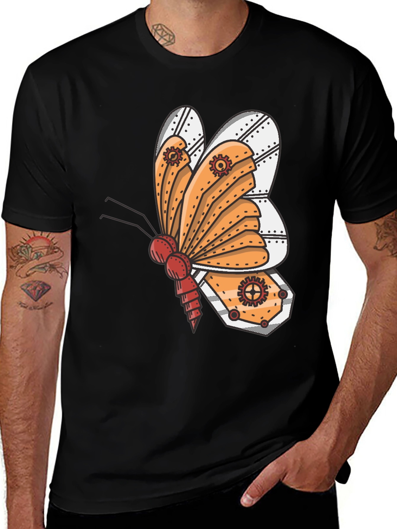 Steampunk Butterfly Graphic Tee - Unique Design!