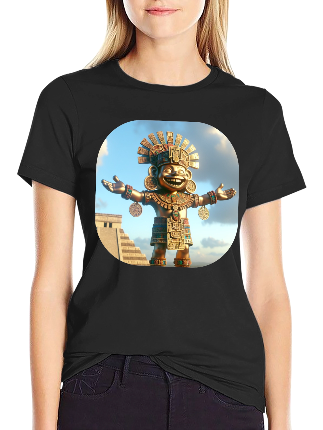 Aztec God T-Shirt - Black