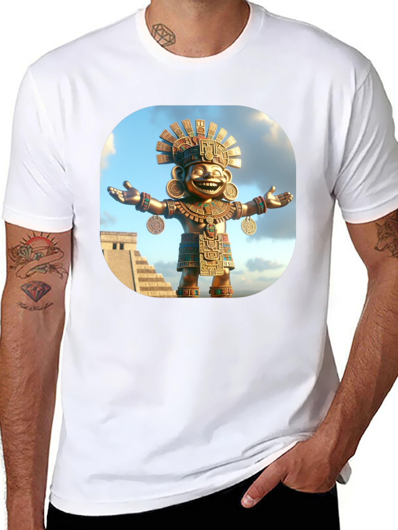 Aztec God T-Shirt - Black