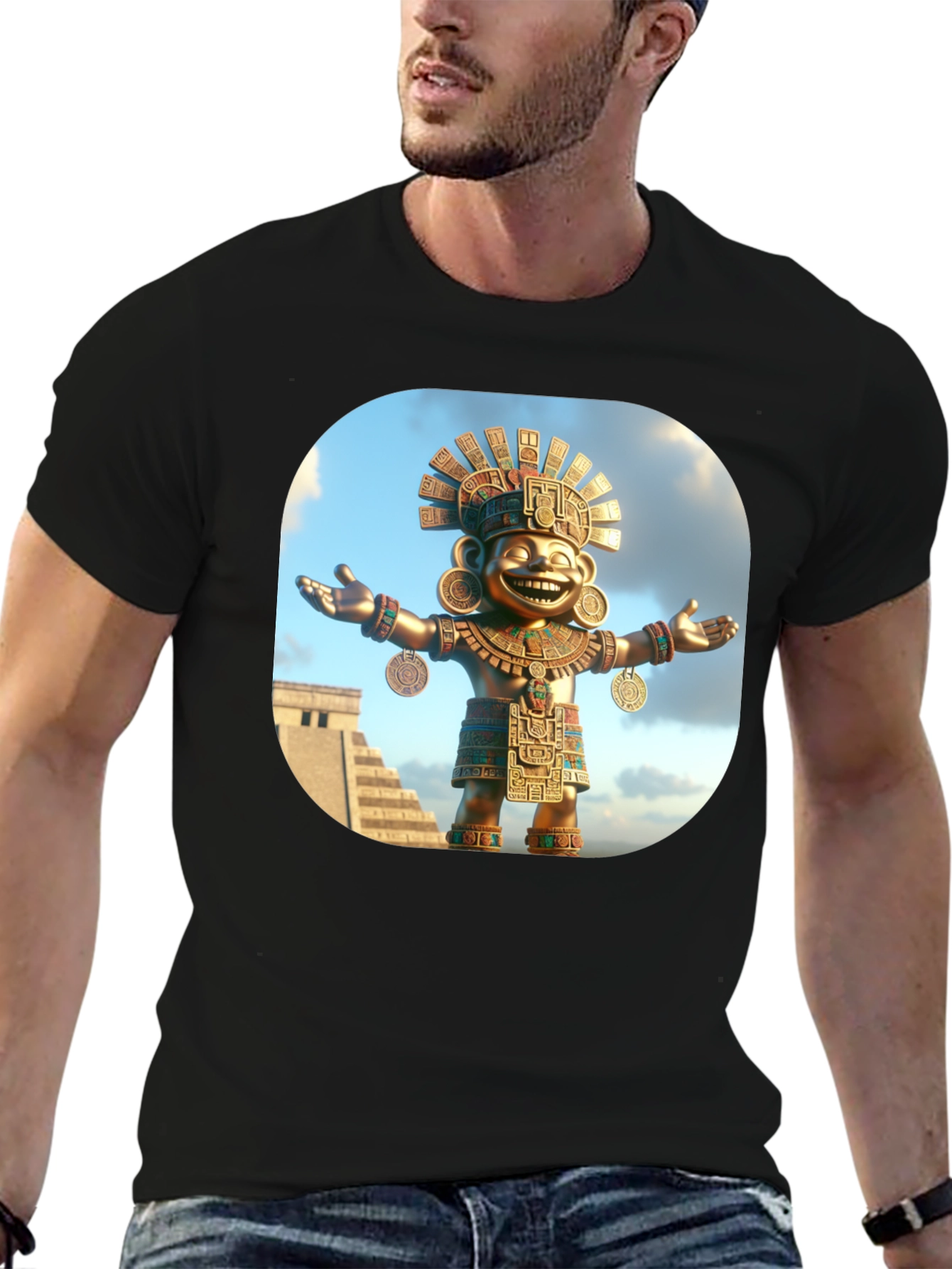 Aztec God T-Shirt - Black