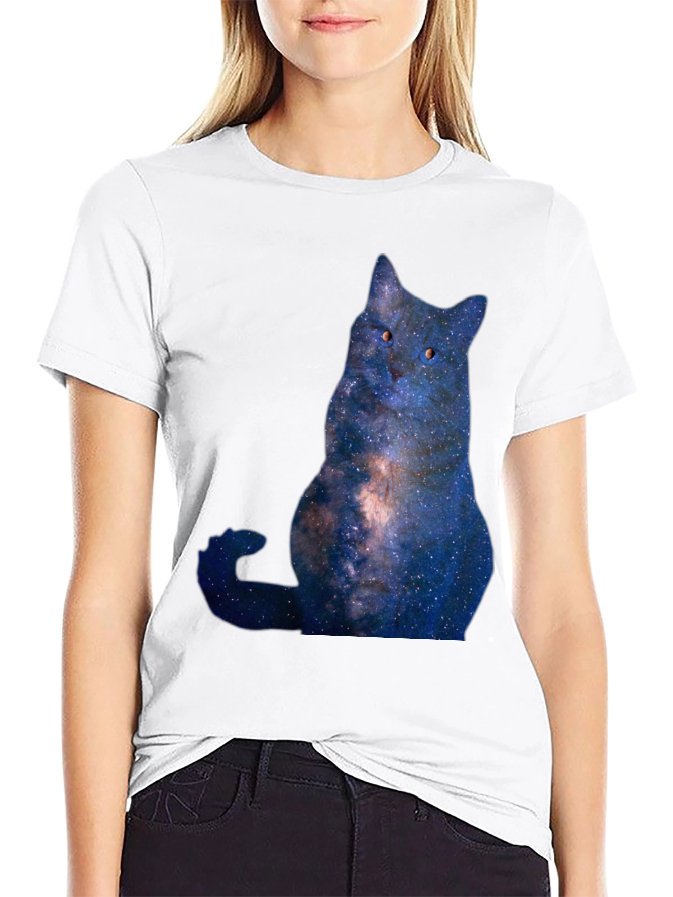 Cosmic Cat Graphic T-Shirt - Mens Black Tee
