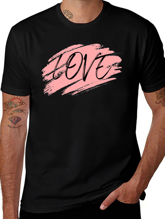 Love Brushstroke Graphic Black T-Shirt