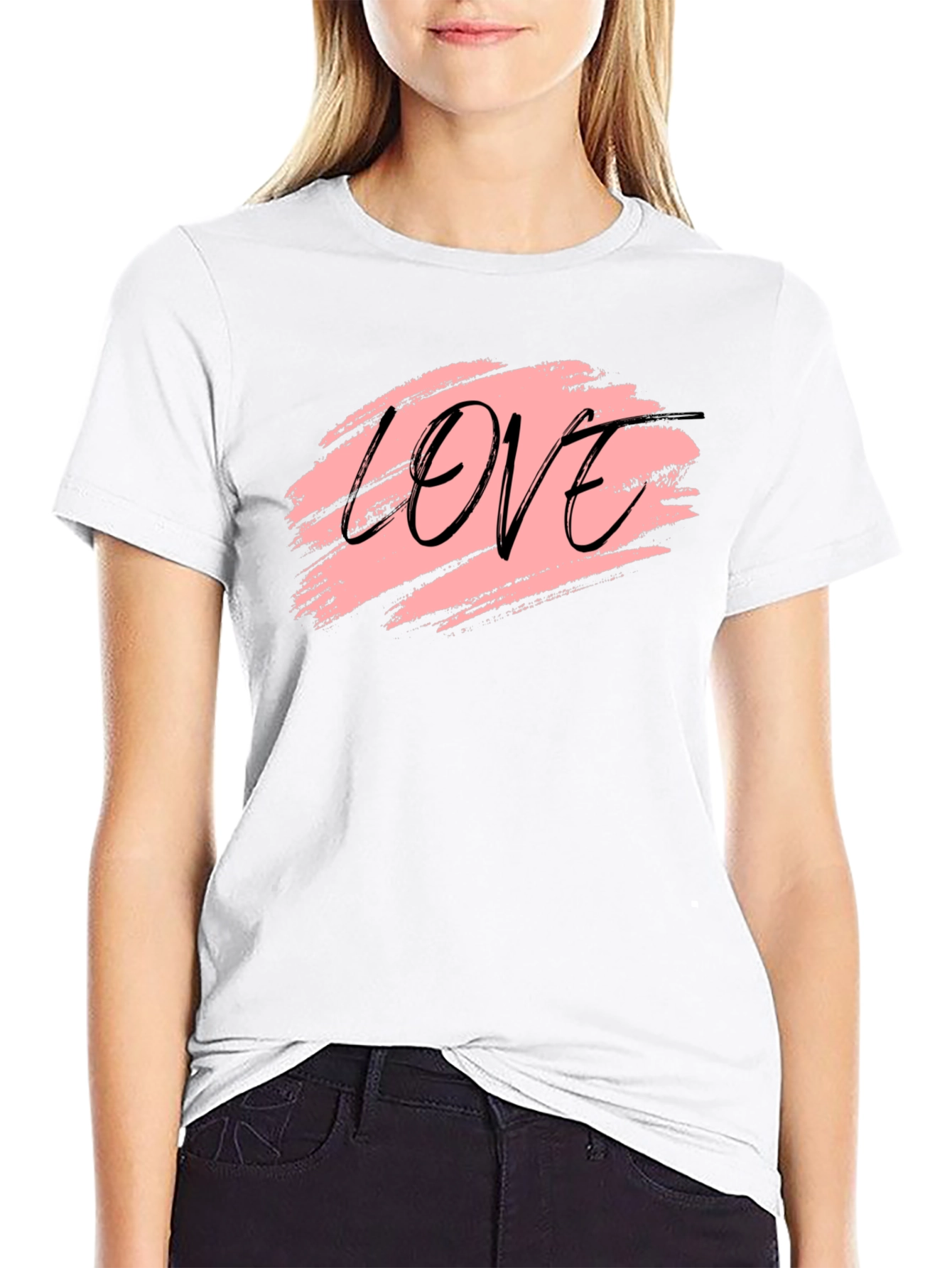 Love Brushstroke Graphic Black T-Shirt