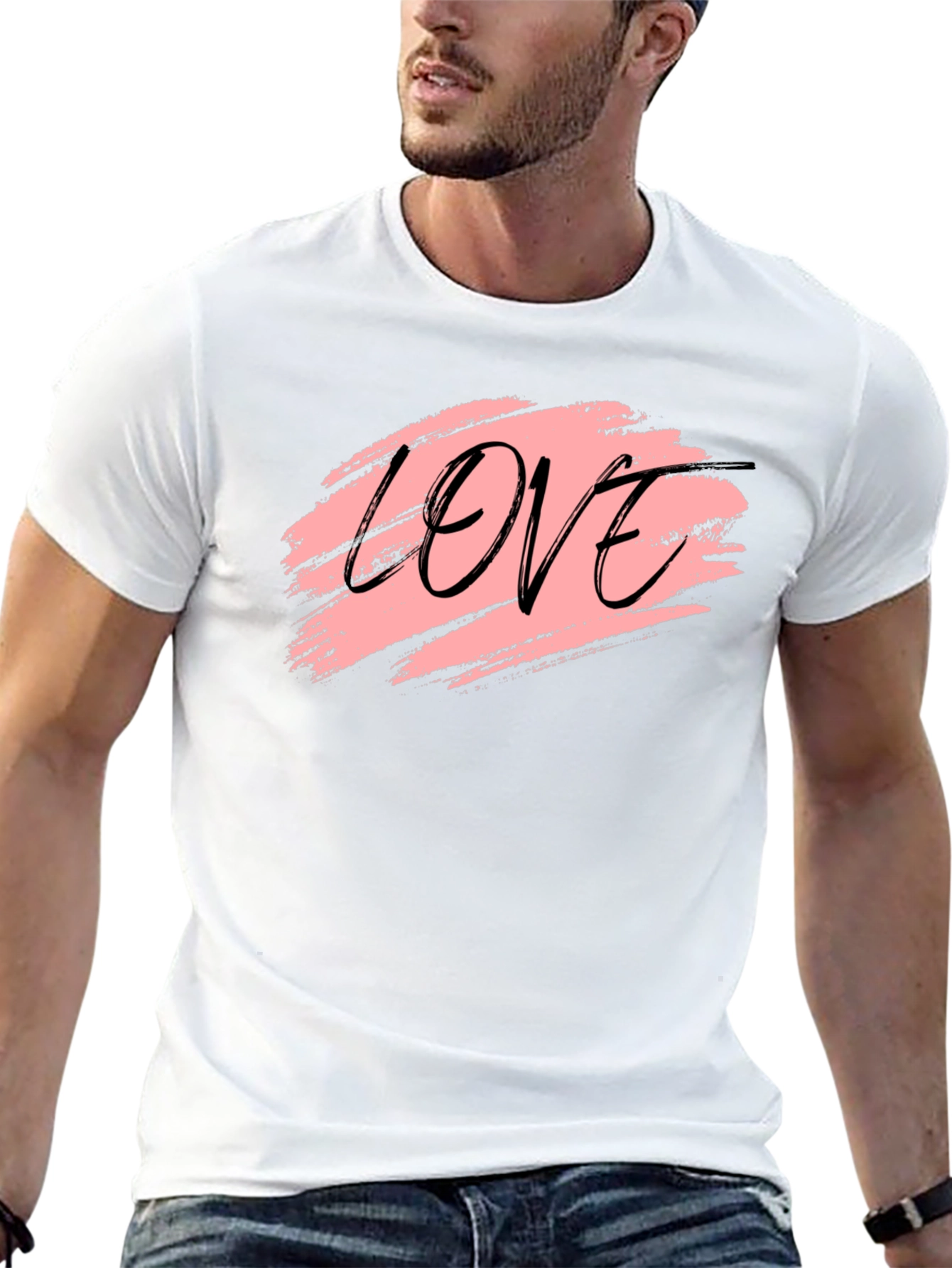 Love Brushstroke Graphic Black T-Shirt