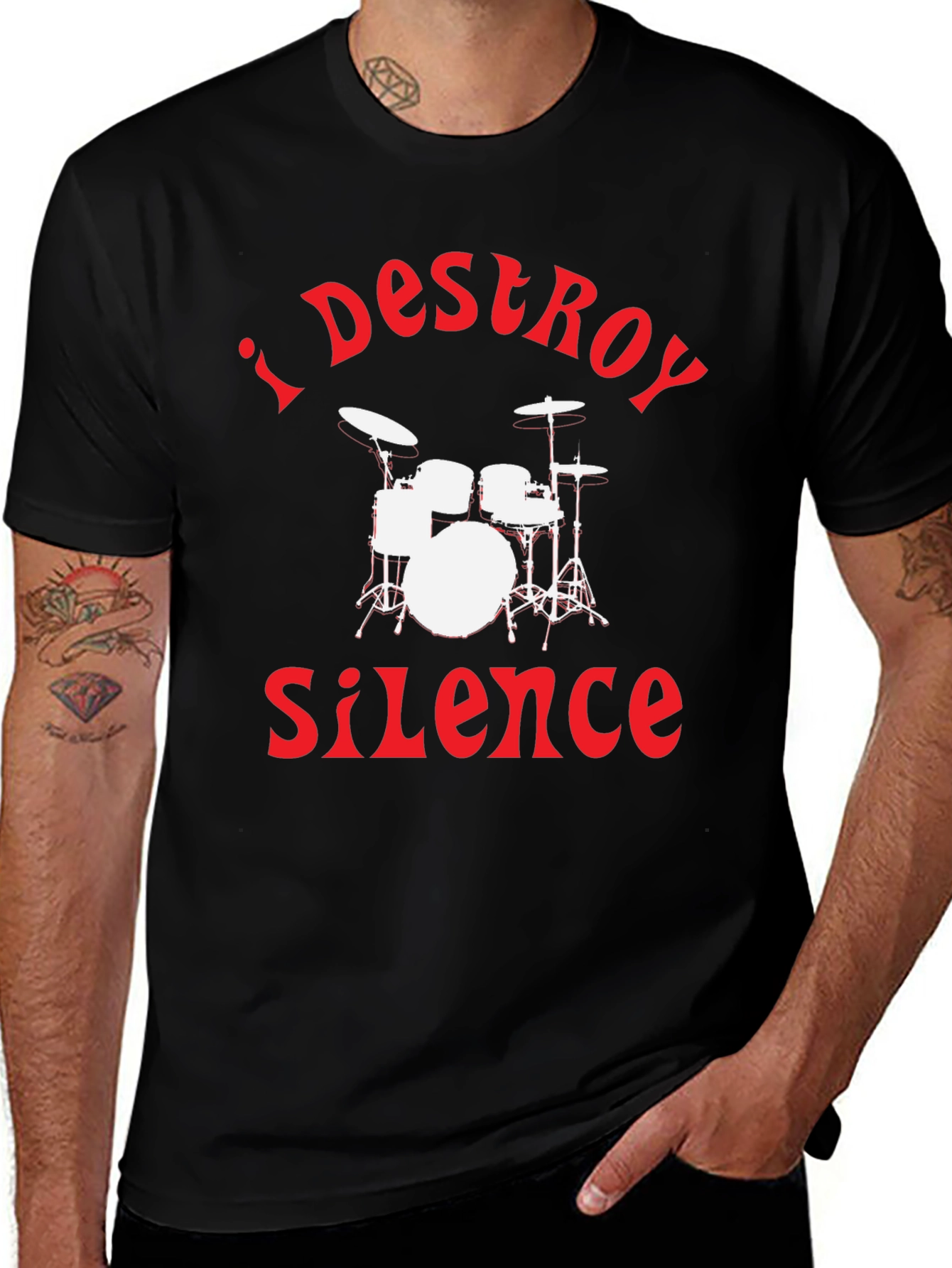 I Destroy Silence Drummer T-Shirt - Black