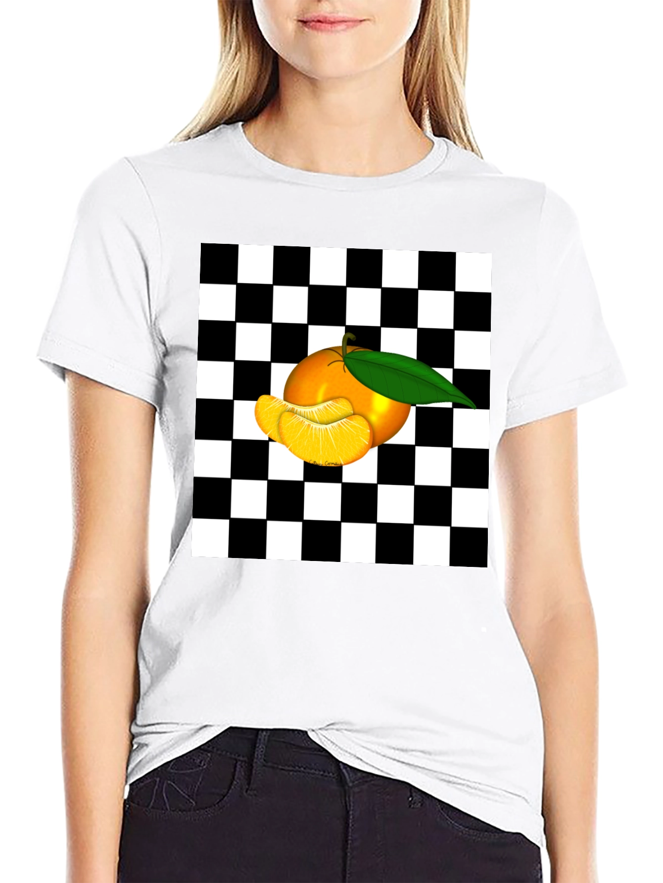 Checkered Orange Graphic Tee