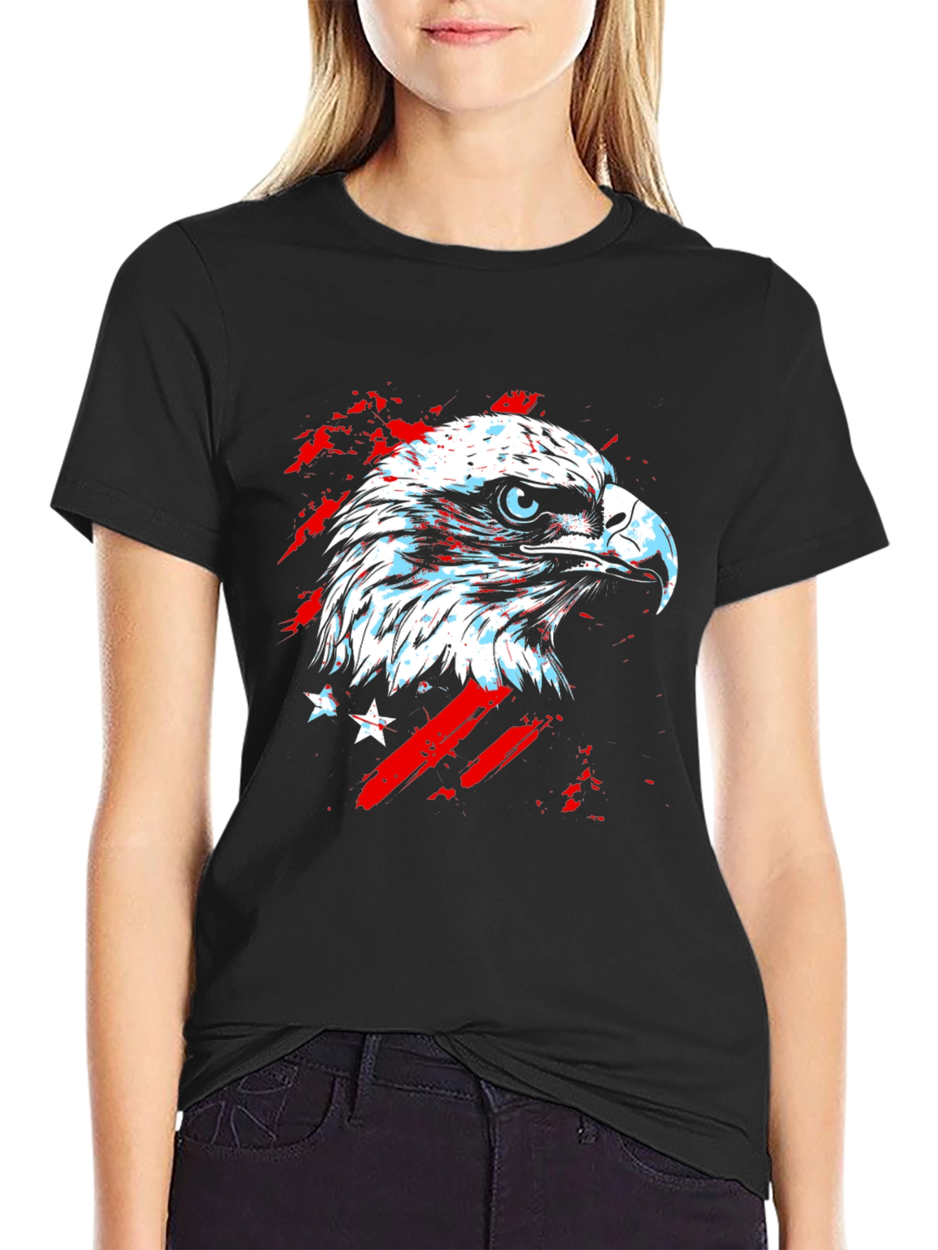 American Eagle Graphic Print Black T-Shirt